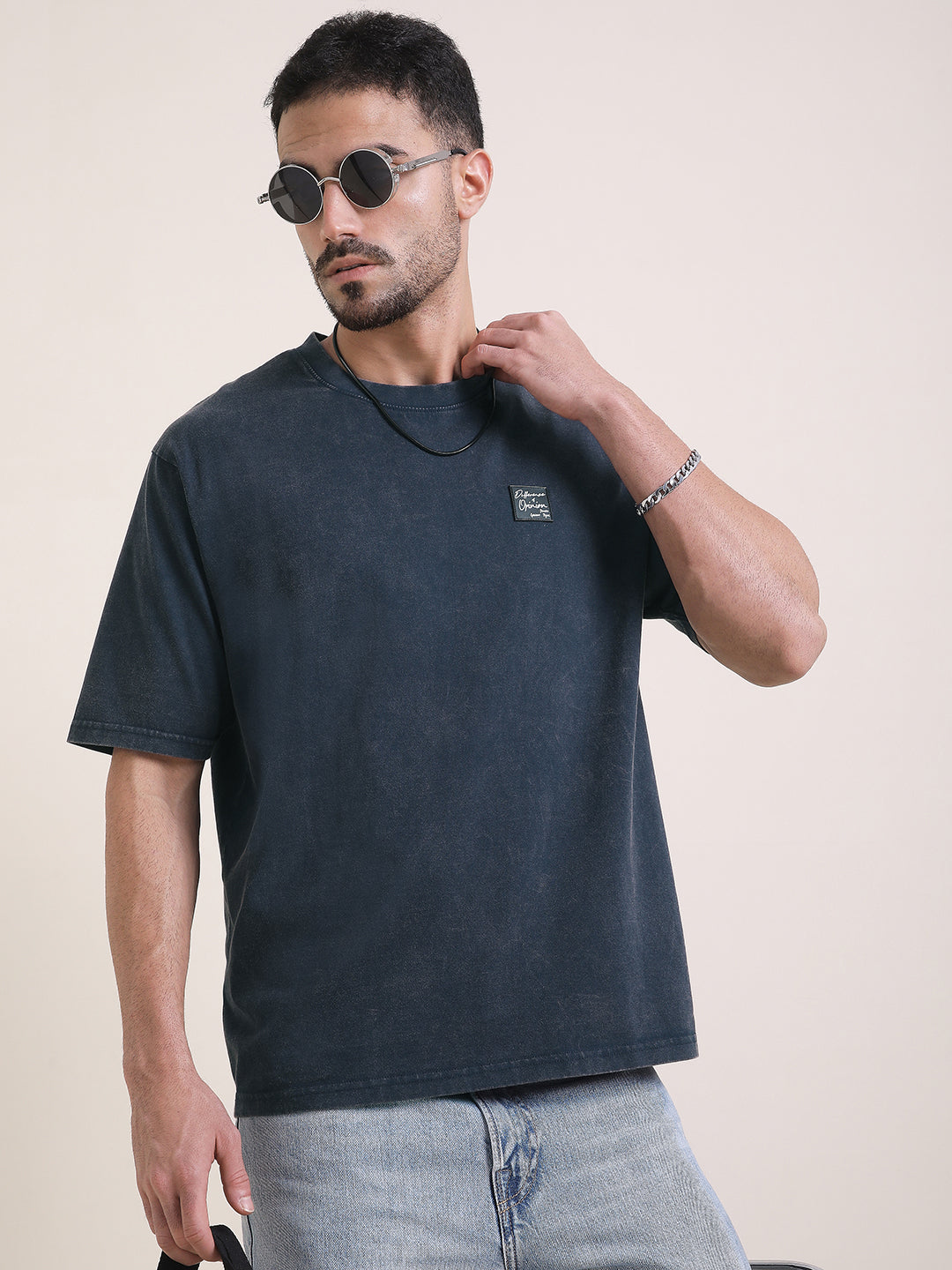 Mens Half Sleeve Round Neck Back Printed Oversized Fit Tshirts