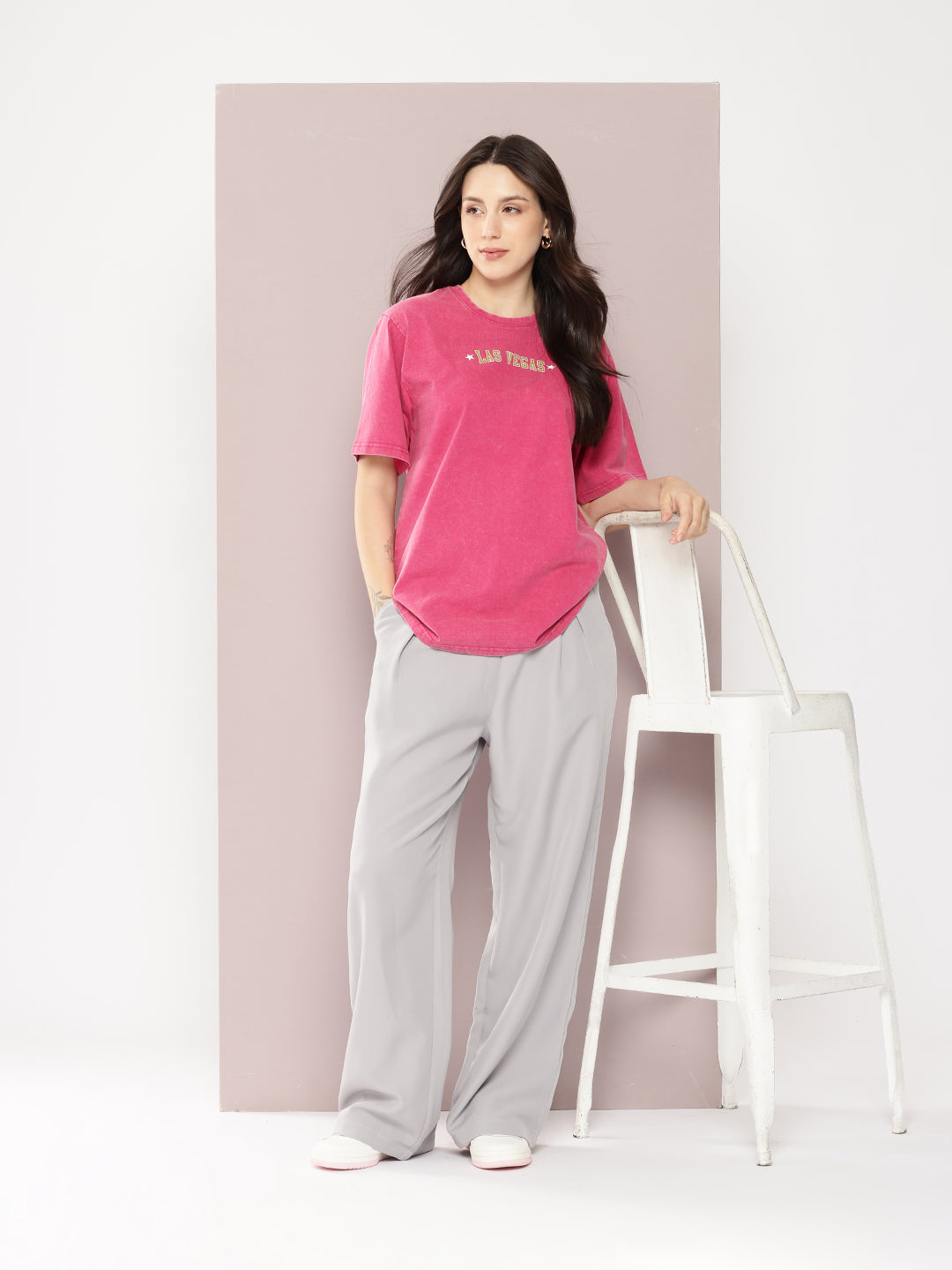 Womens Half Sleeve Round Neck Printed Oversized Fit Tshirts