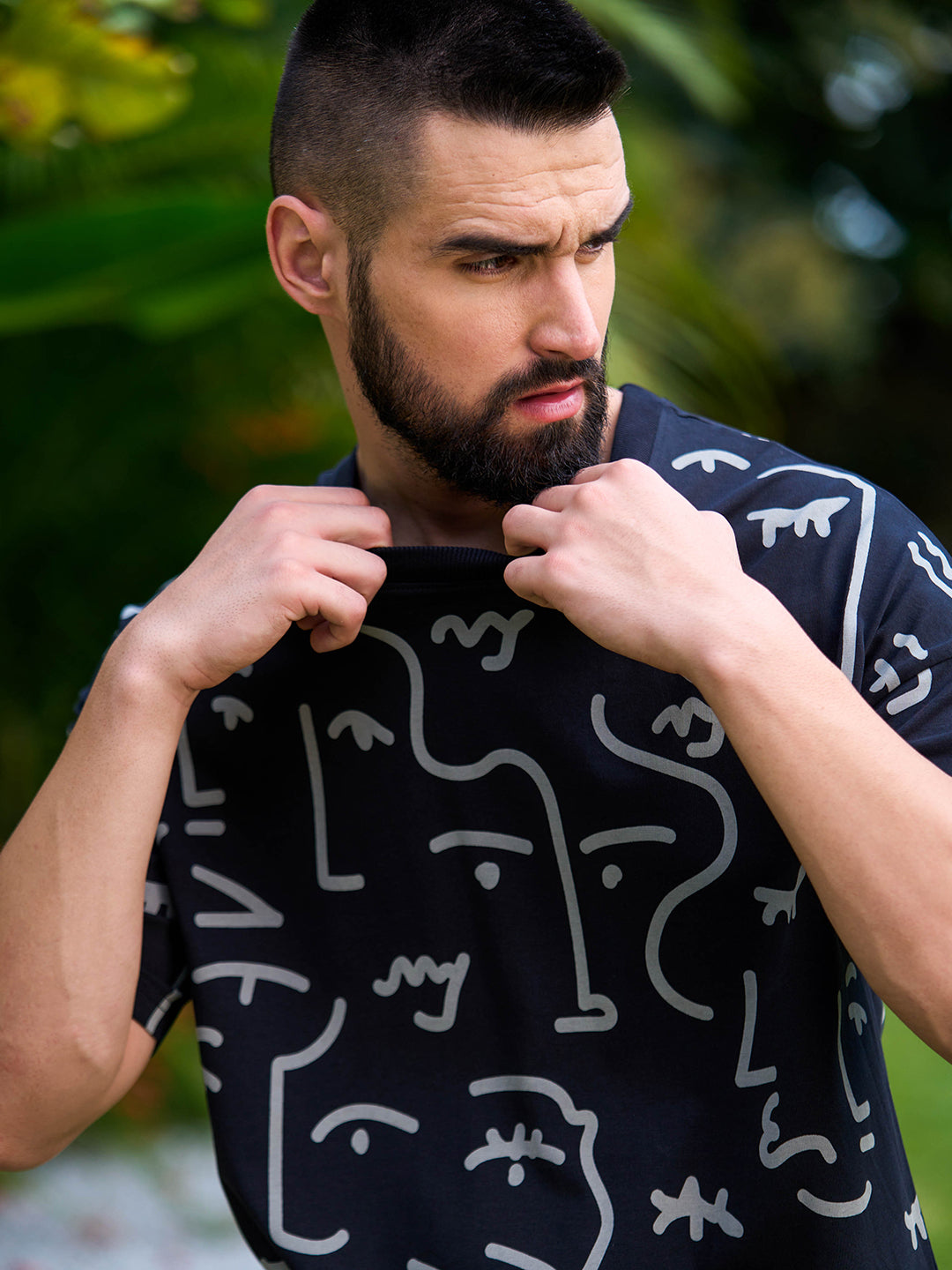 Mens Half Sleeve Drop Shoulder Printed Oversized Fit T-Shirts