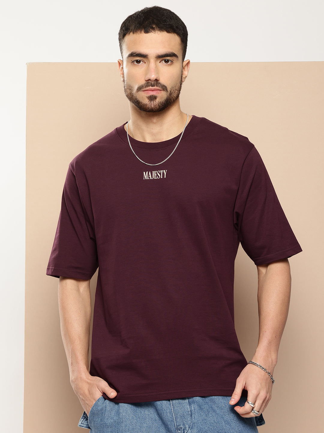 Mens Half Sleeve Round Neck Back Printed Oversized Fit Tshirts