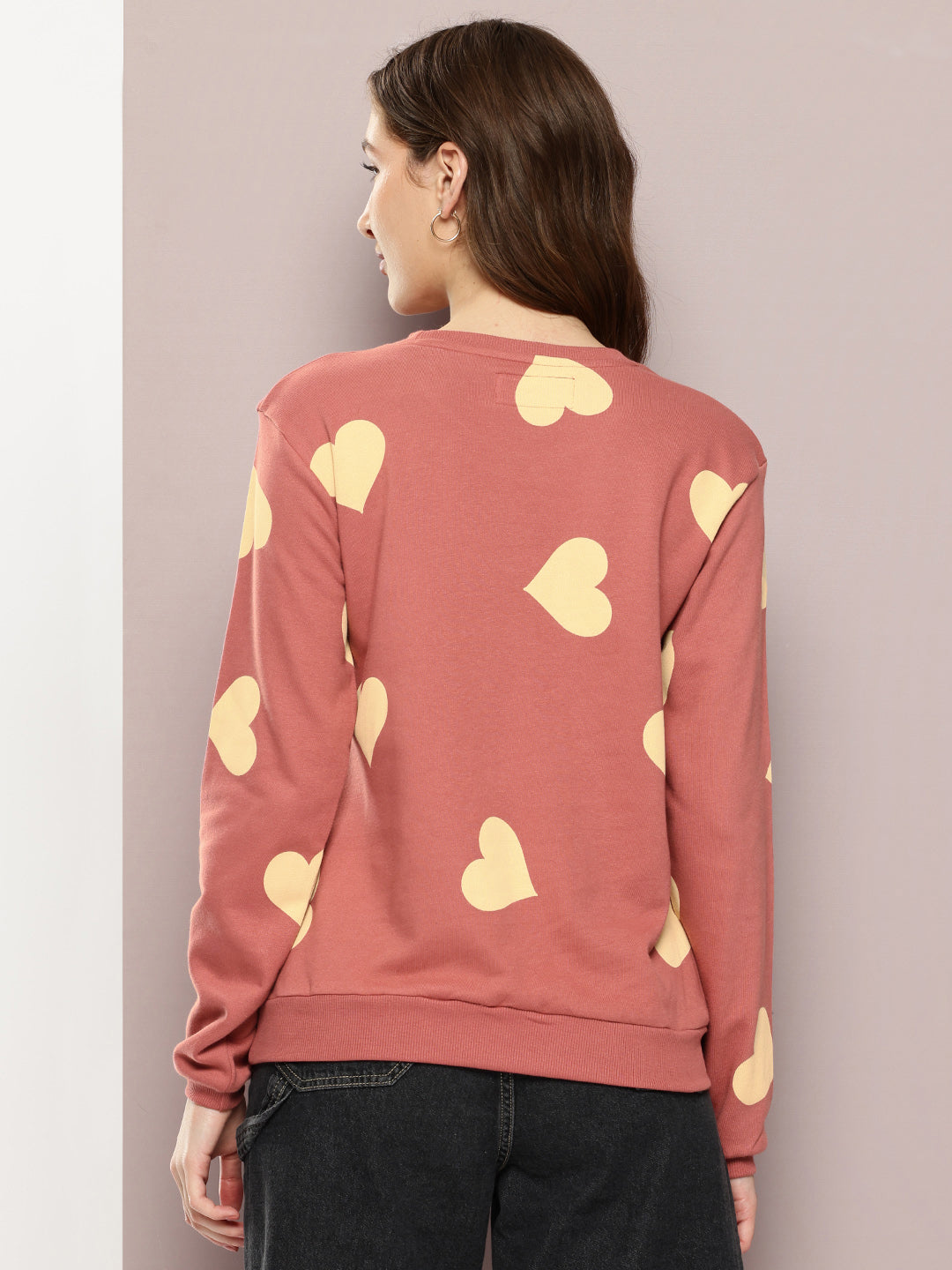 Womens Full Sleeve Round Neck Printed Relaxed Fit Tshirts