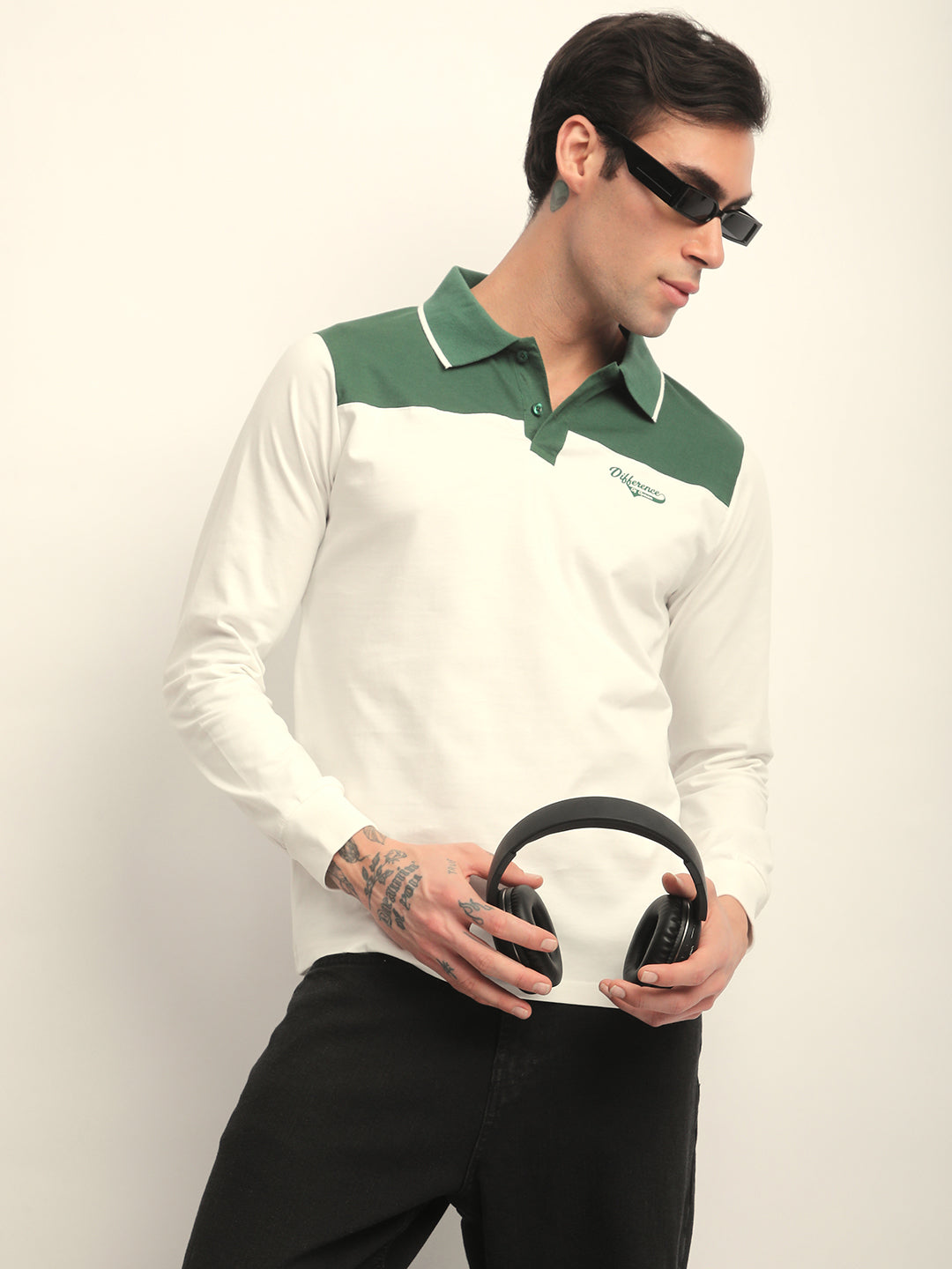 Mens Full Sleeve Polo Neck Printed Regular Fit Tshirts