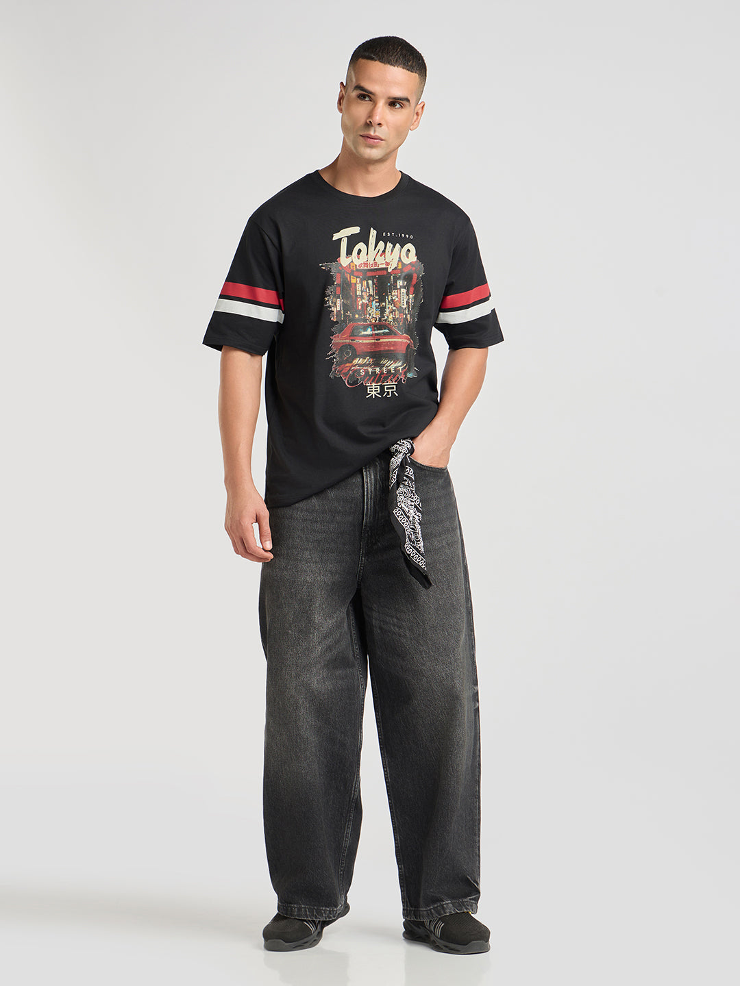 Mens Printed Oversized Cotton Round Neck Tshirt