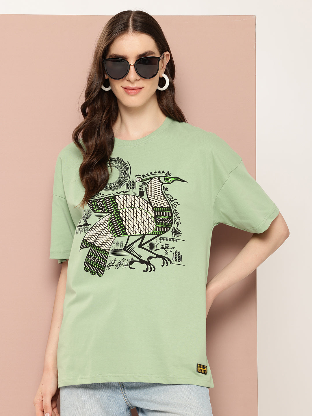 Womens Half Sleeve Drop Shoulder Printed Oversized Fit T-Shirts