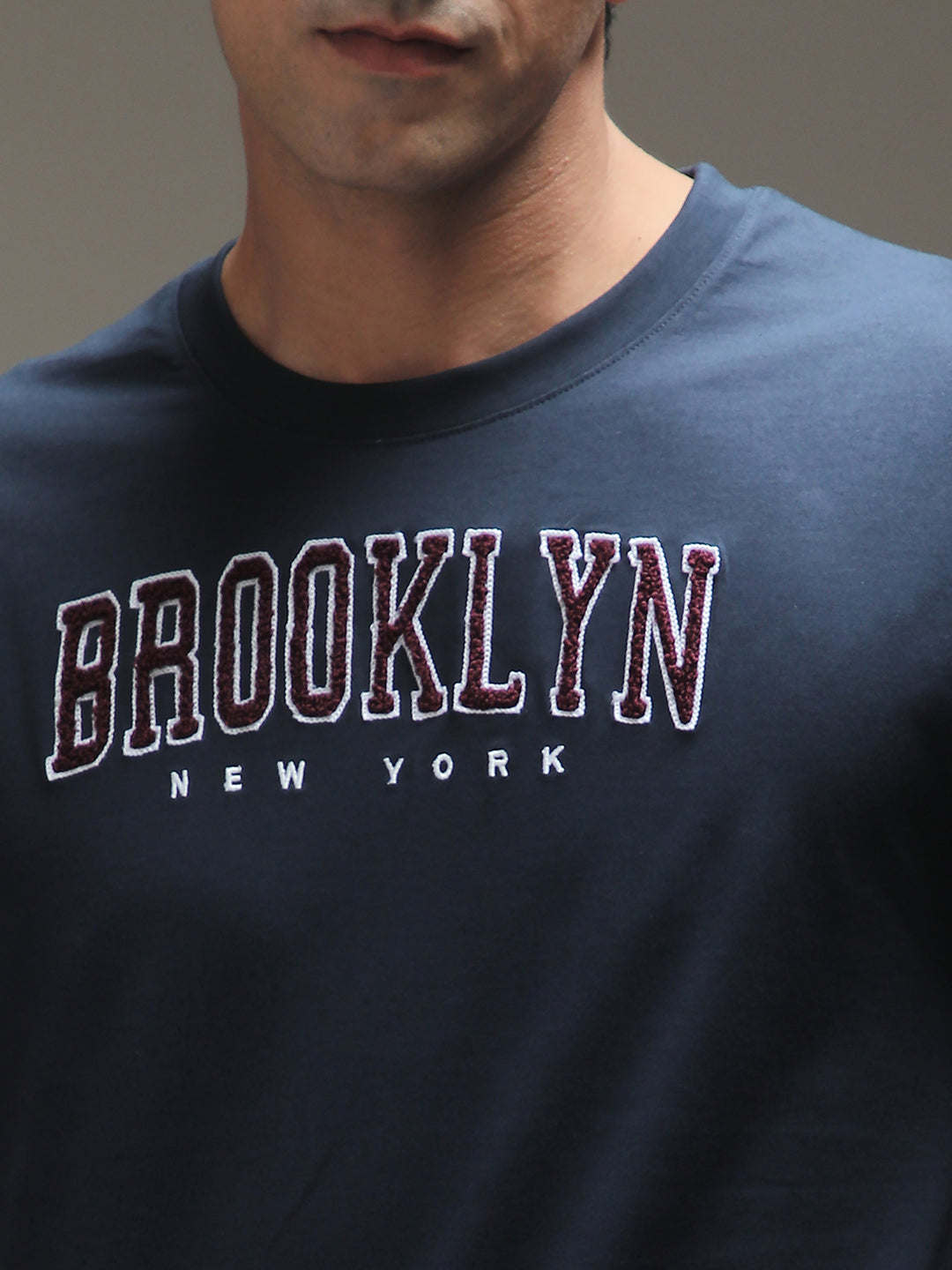 Mens Half Sleeve Round Neck Embroidered Oversized Fit Tshirts