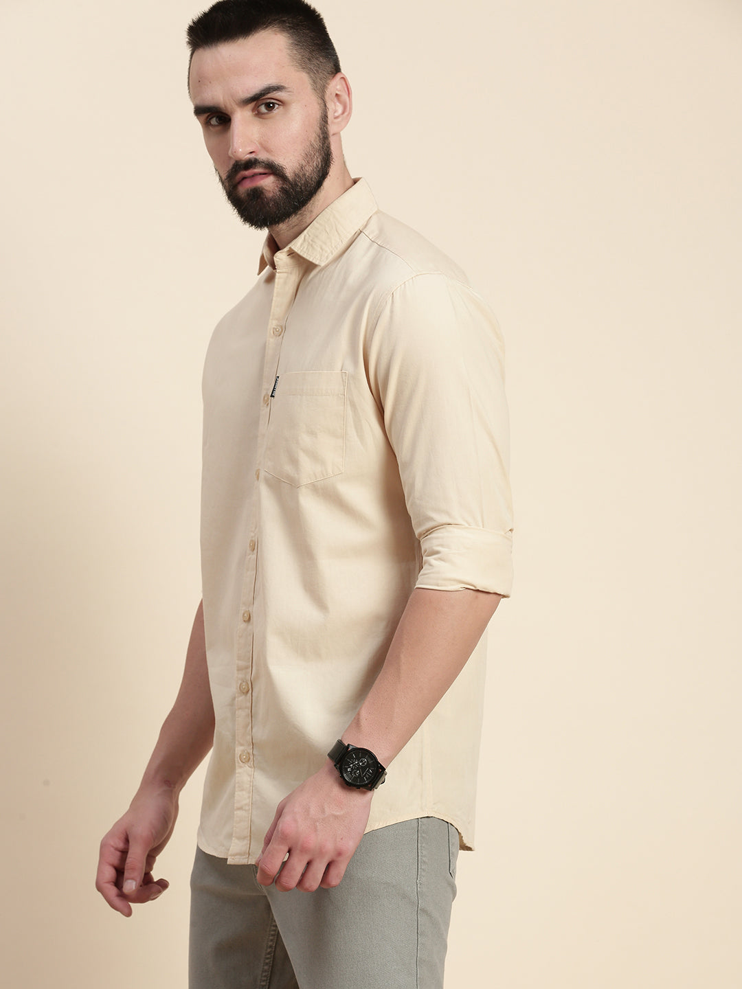 Mens Plain Full Sleeve Shirt With Pocket