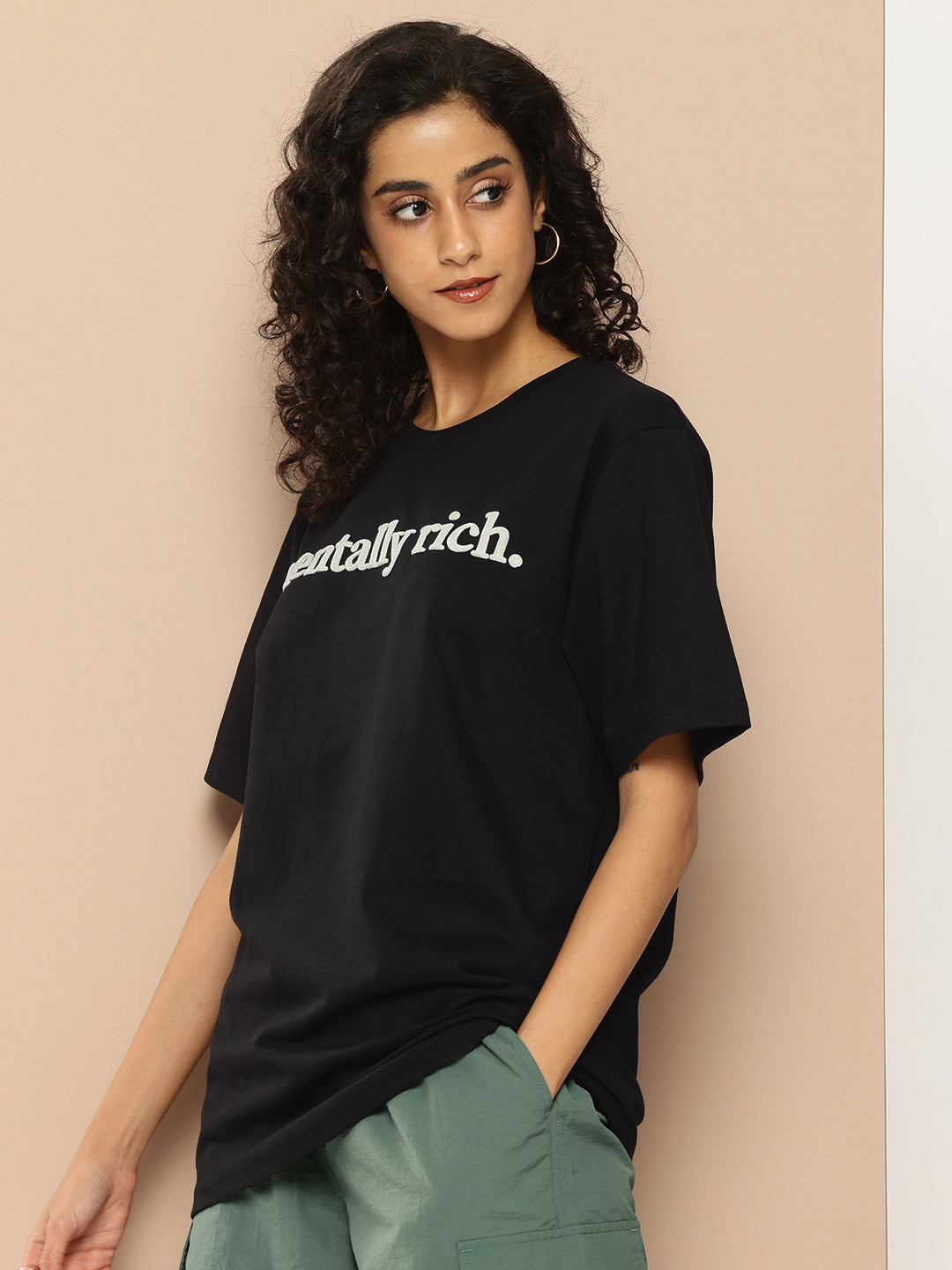 Womens Half Sleeve Round Neck Printed Oversized Fit Tshirts