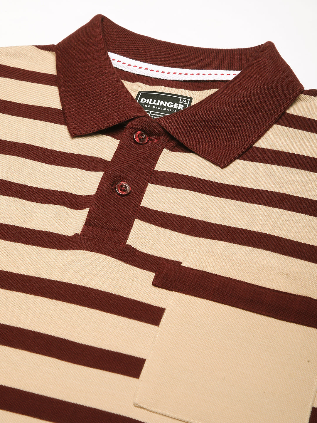 Mens Full Sleeve Polo Neck All-Over Striped Regular Fit Tshirts