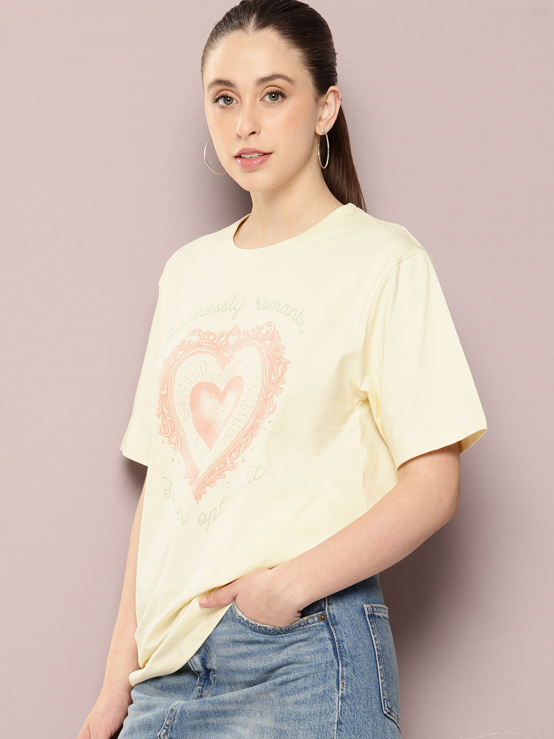 Womens Half Sleeve Round Neck Printed Oversized Fit Tshirts