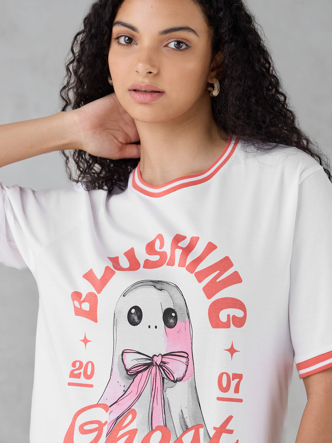 Womens Half Sleeve Printed Oversized Fit Tshirt