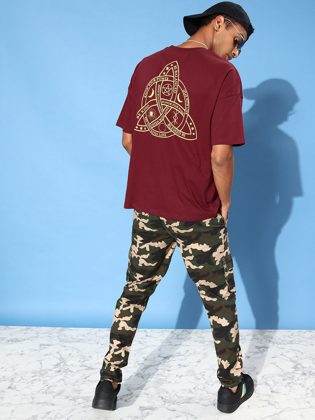 Mens Half Sleeve Drop Shoulder Printed Oversized Fit T-Shirts