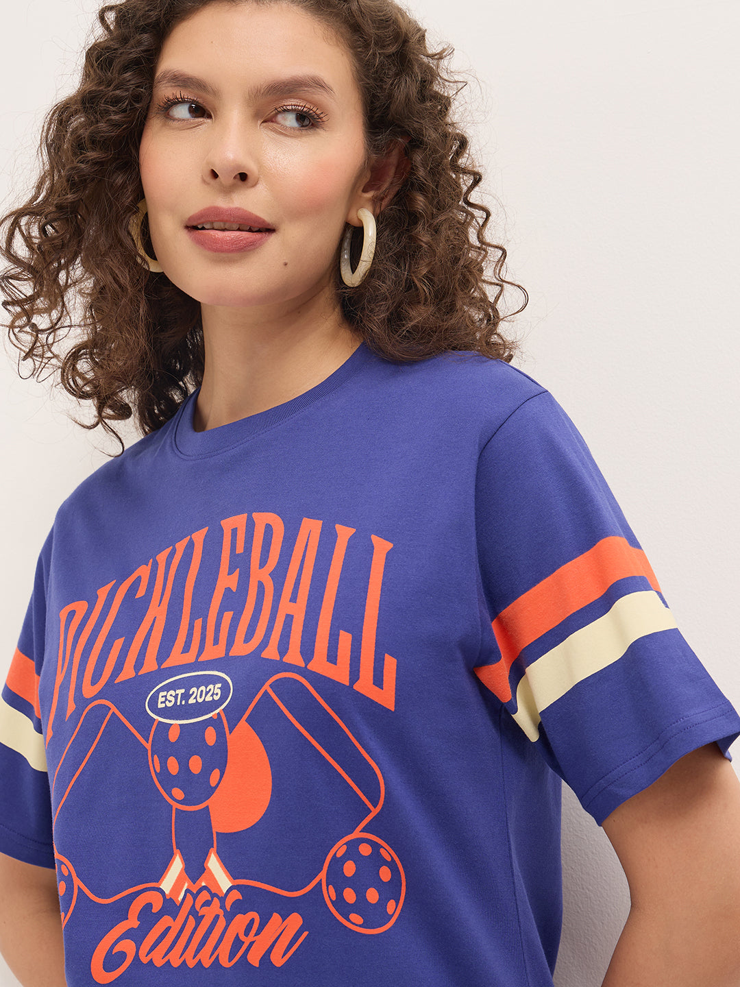 Womens Half Sleeve Round Neck Printed Oversized Fit Tshirts