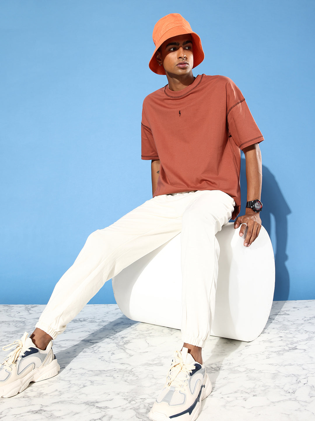 Mens Half Sleeve Drop Shoulder Plain Oversized Fit T-Shirts