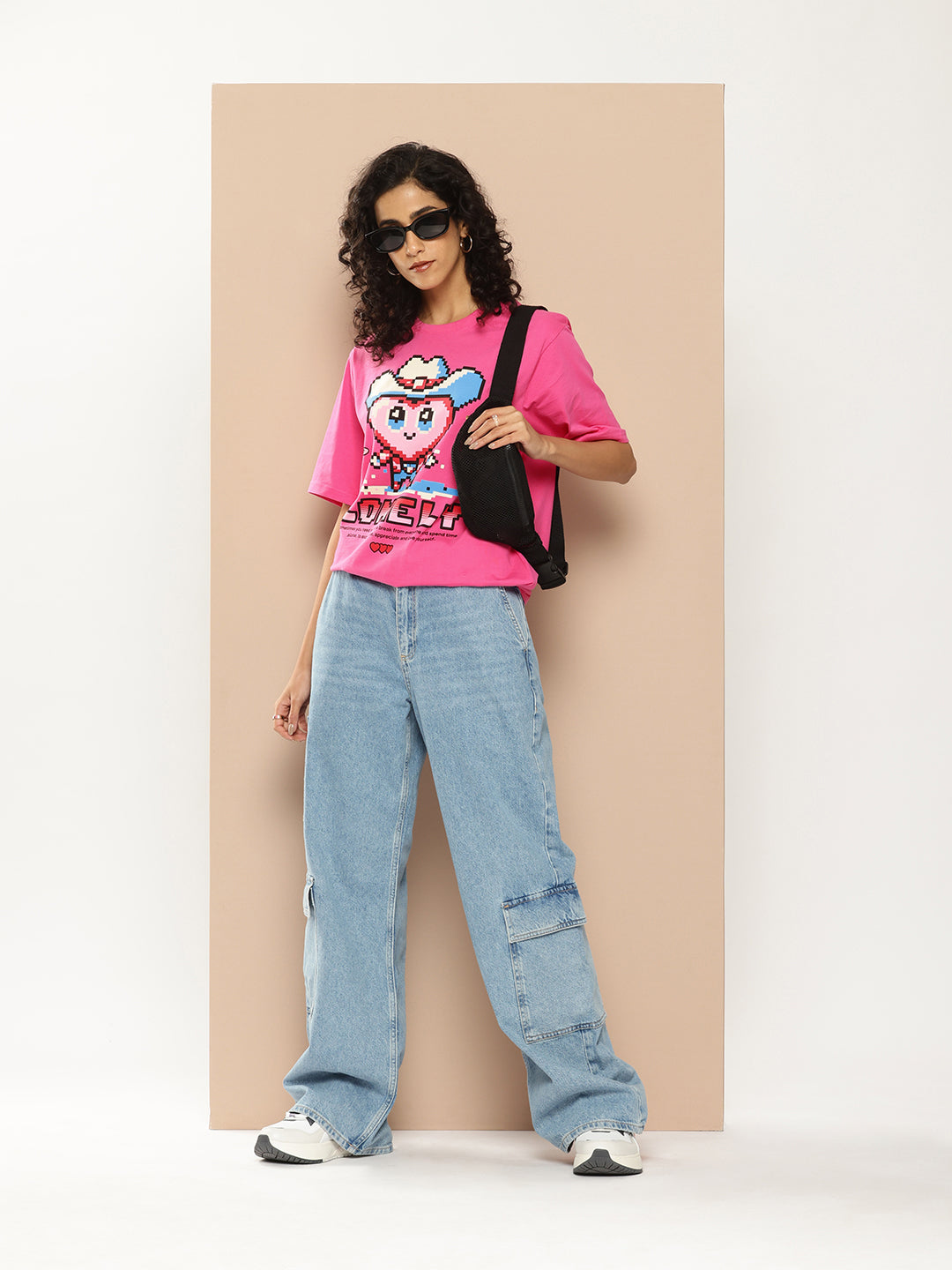 Womens Half Sleeve Round Neck Printed Oversized Fit Tshirts