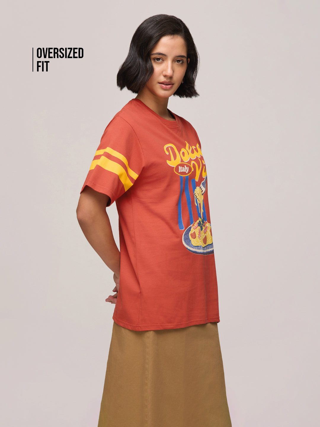 Womens Printed Oversized Fit Cotton T-Shirt