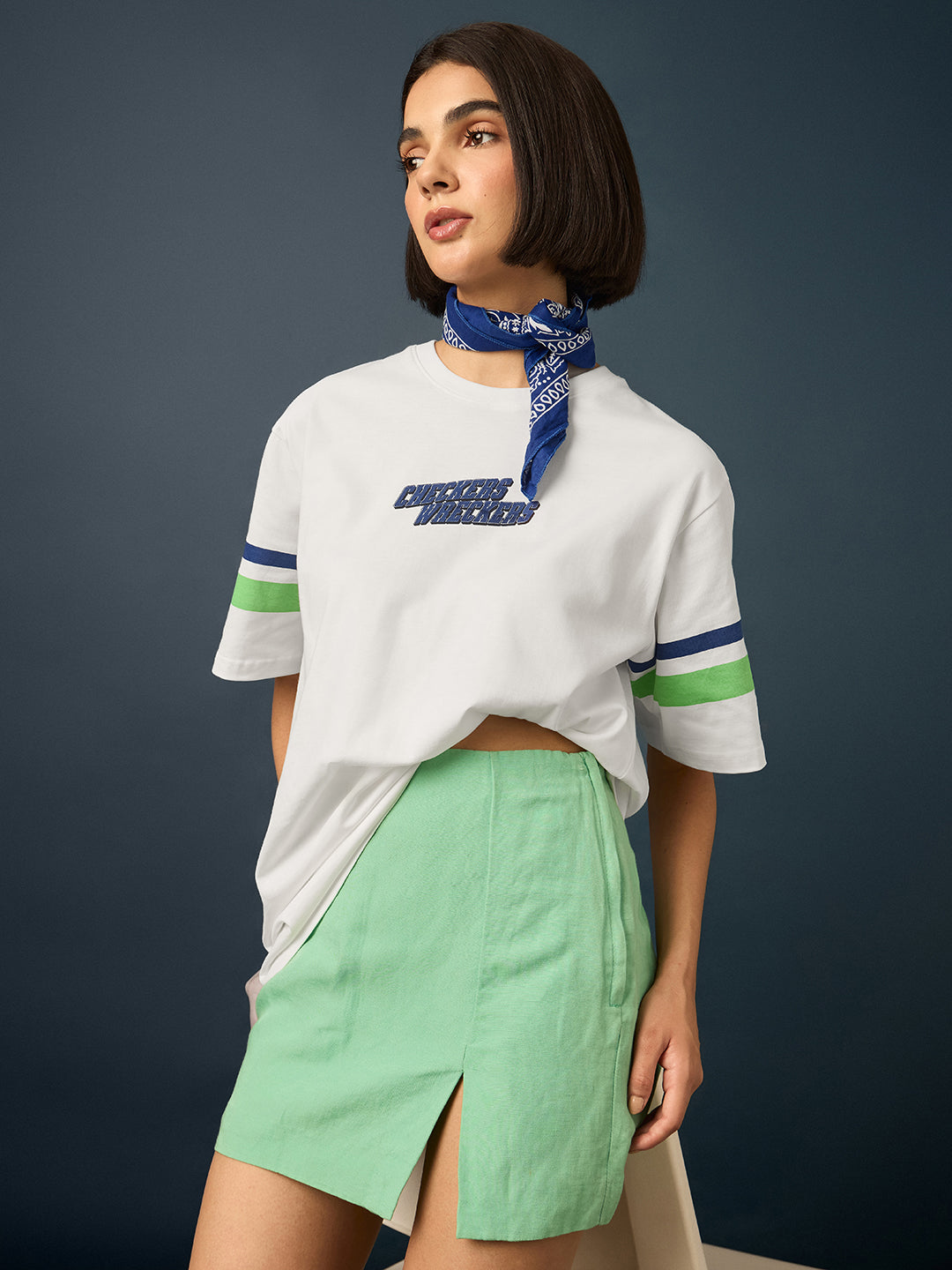 Womens Short Sleeve Printed Oversized Fit Tshirt 