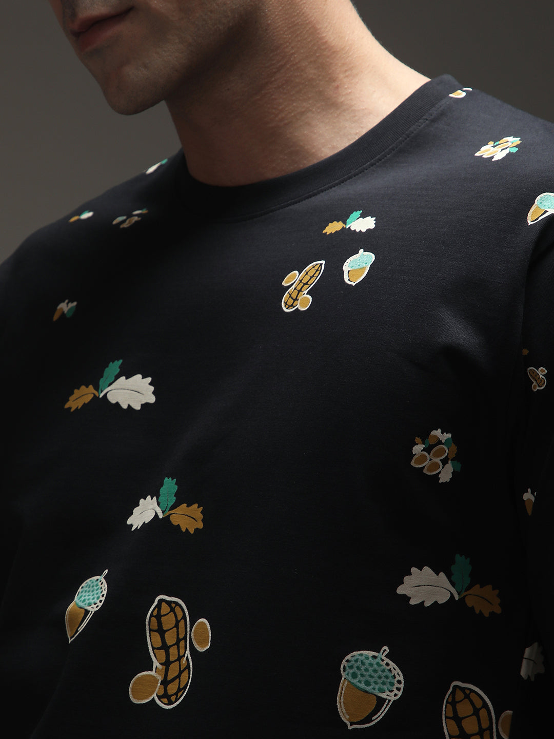 Mens Half Sleeve Round Neck All-Over Printed Oversized Fit Tshirts