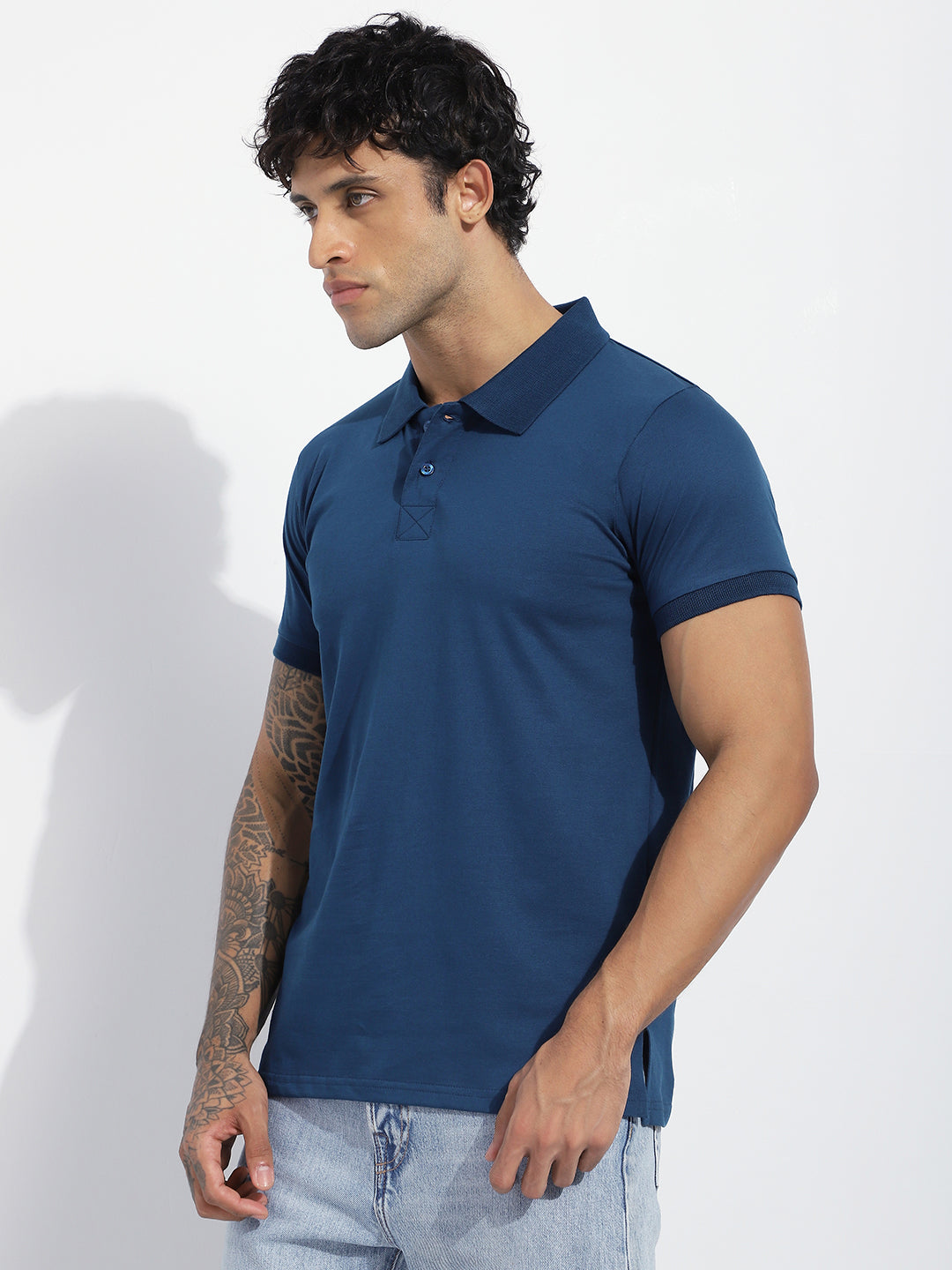 Mens Half Sleeve Polo Neck Solid Regular Fit Tshirts