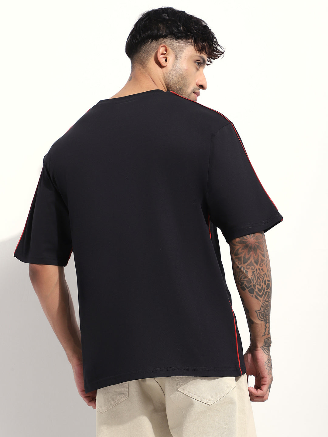 Mens Half Sleeve Round Neck Embroidered Oversized Fit Tshirts