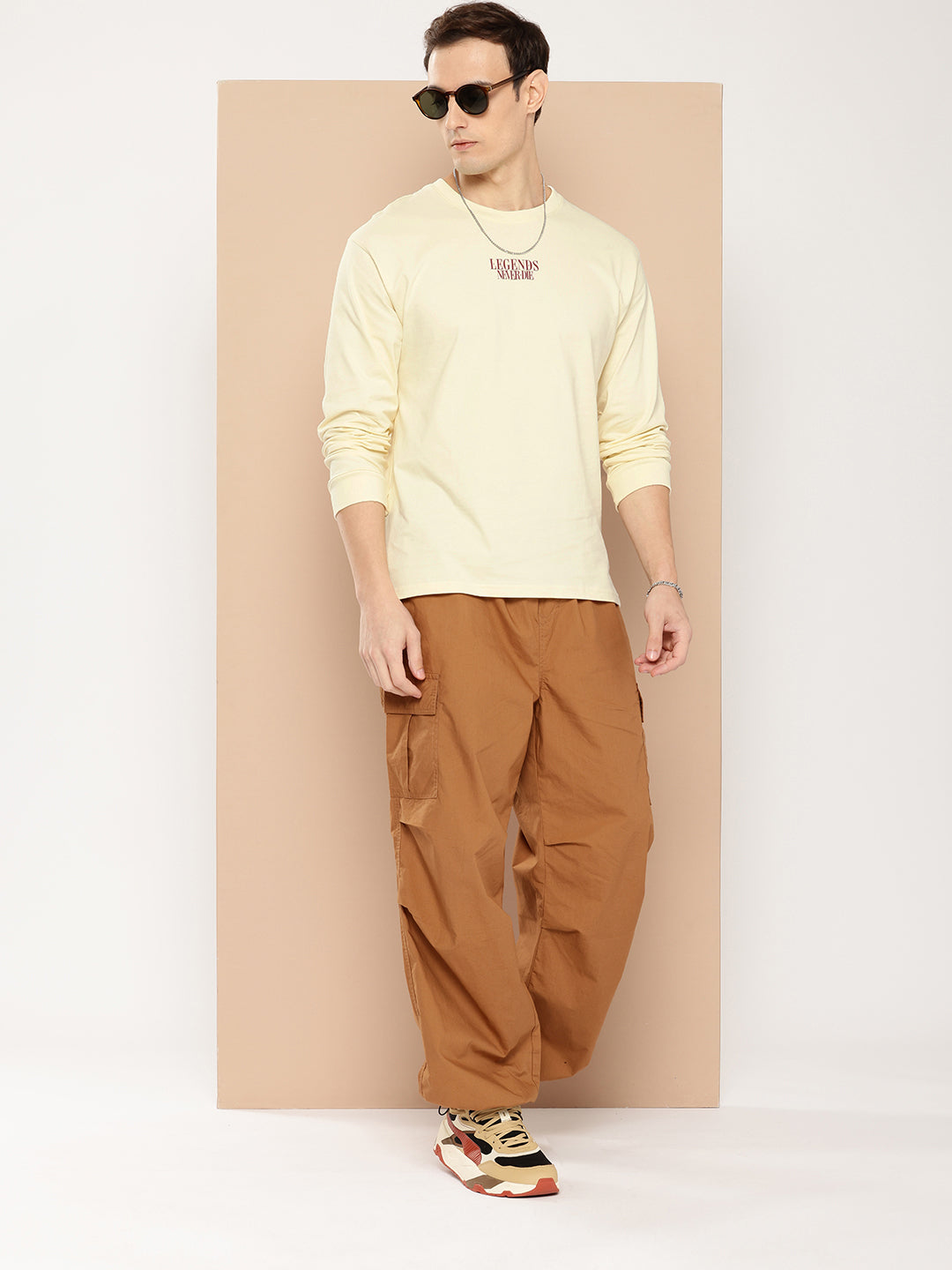 Mens Full Sleeve Round Neck Back Printed Oversized Fit Tshirts