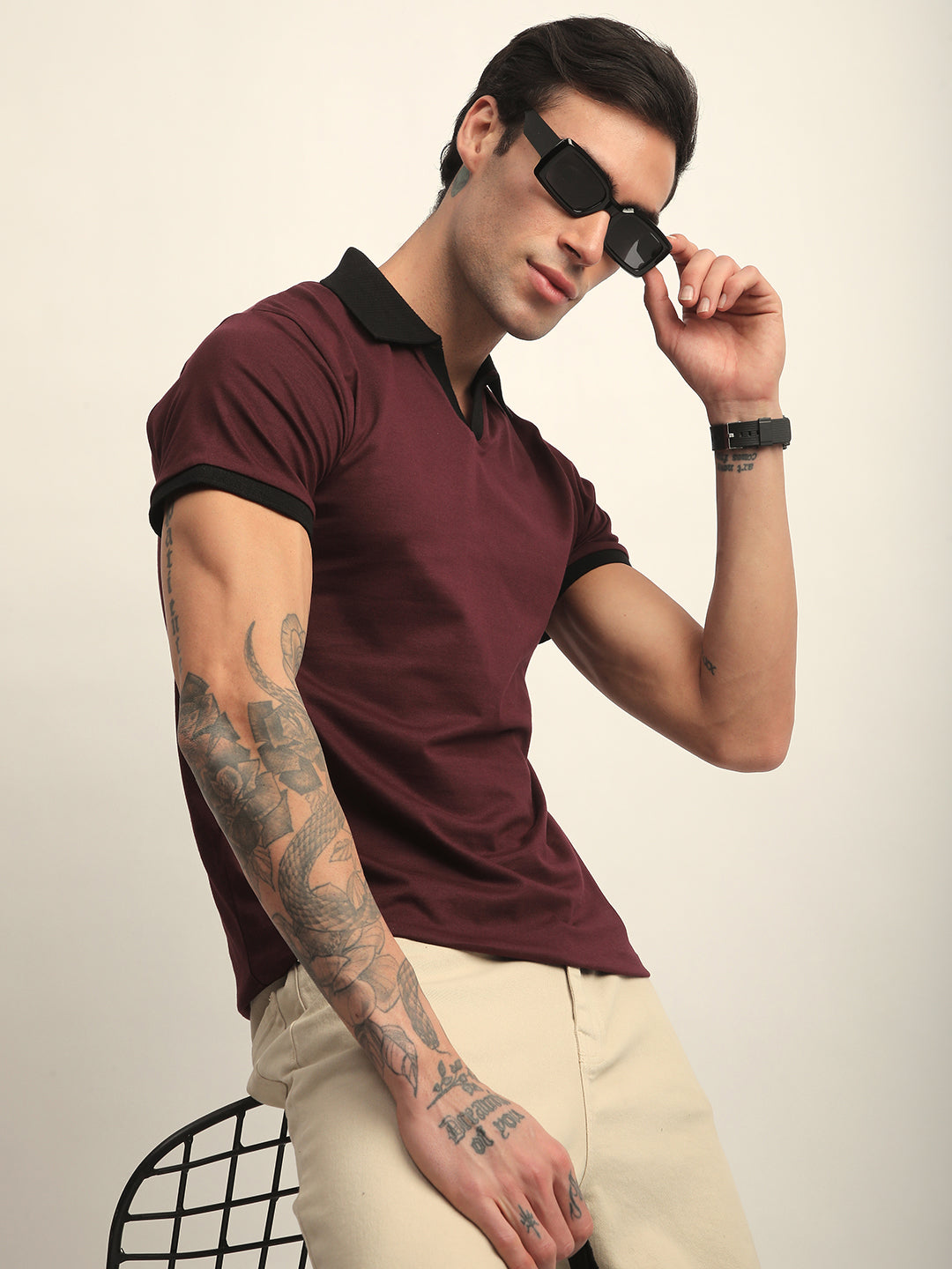 Mens Half Sleeve Polo Neck Solid Regular Fit Tshirts
