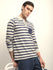 Mens Full Sleeve Polo Neck All-Over Striped Regular Fit Tshirts
