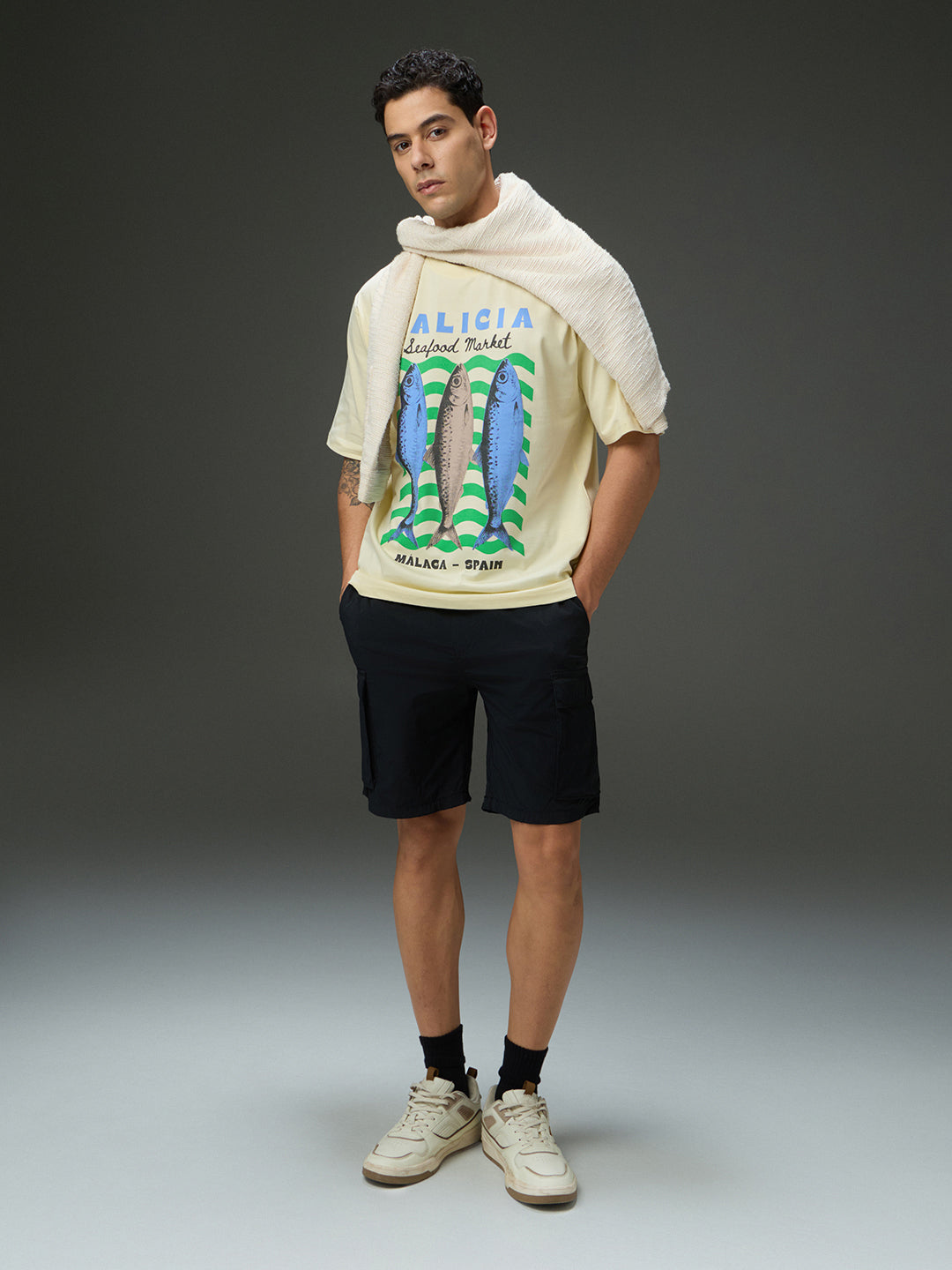 Mens Round Neck Half Sleeve Printed Oversized Fit Tshirt