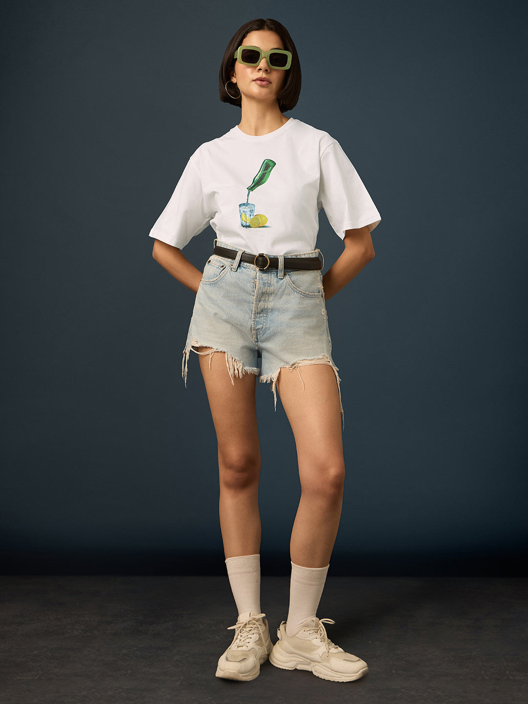 Womens Short Sleeve Printed Oversized Fit Tshirt 