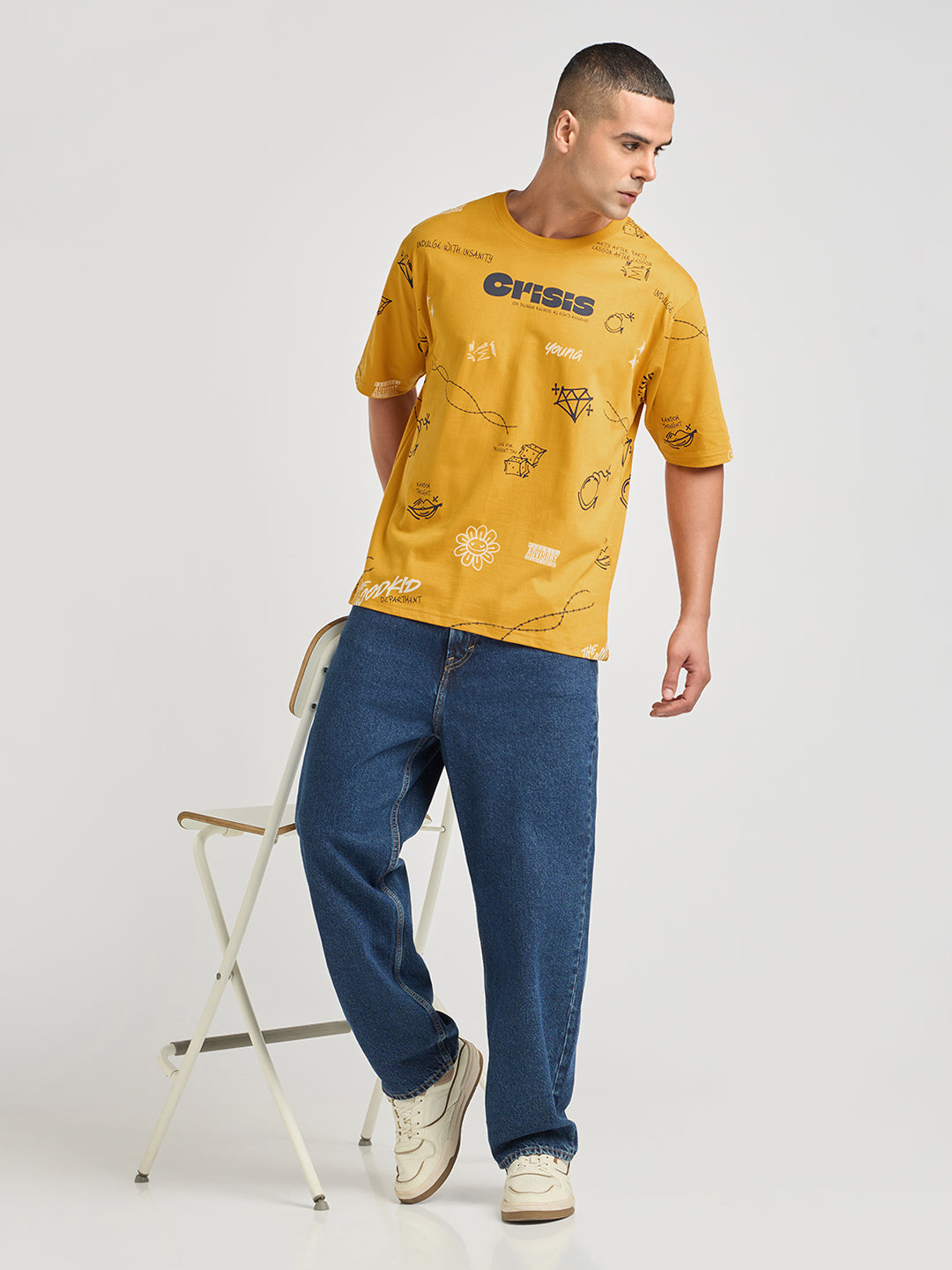 Mens Printed Oversized Cotton Round Neck Tshirt