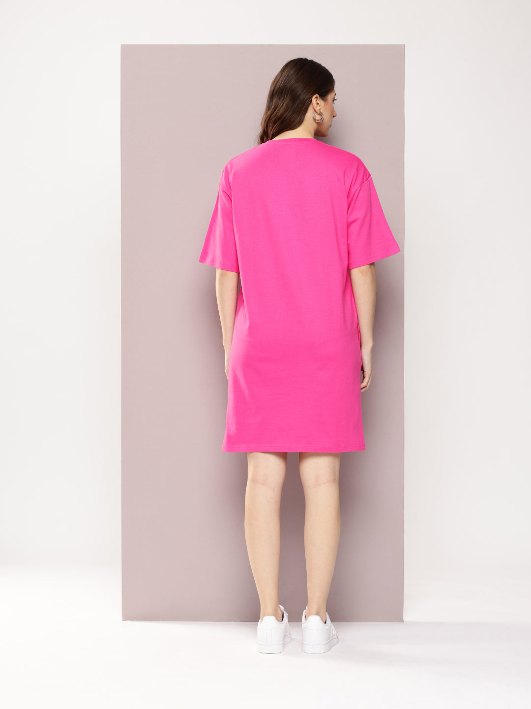 Womens Oversized Short Sleeves Printed Tshirt Dress