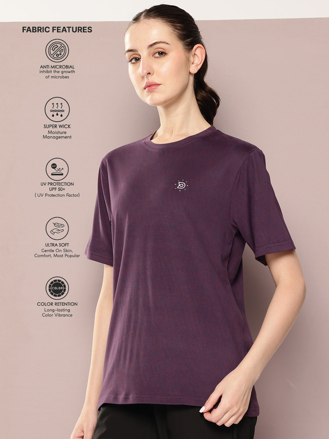 Womens Short Sleeve Round Neck Oversized Polyster Tshirt
