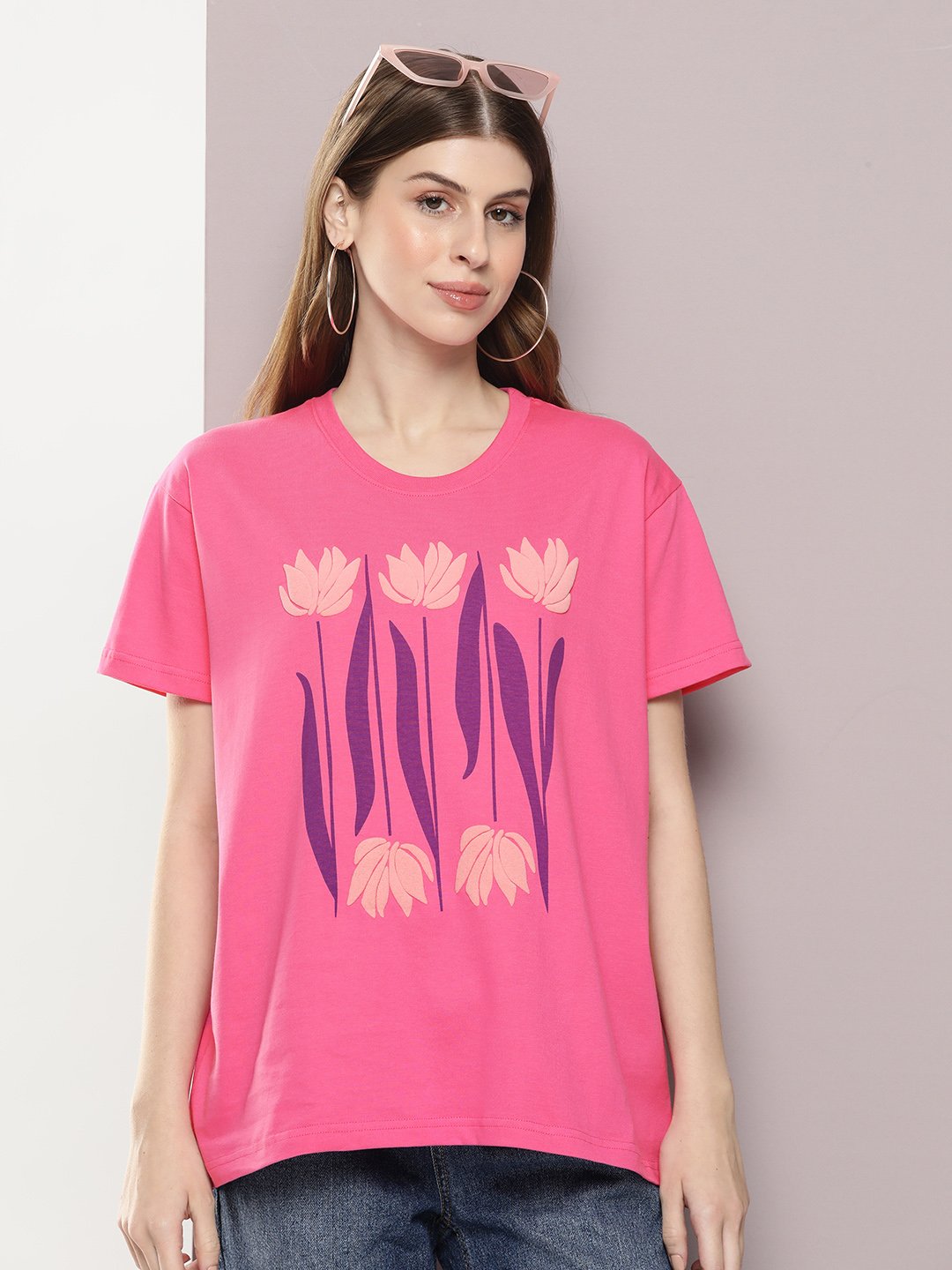 Womens Half Sleeve Round Neck Boxy Fit T-Shirts