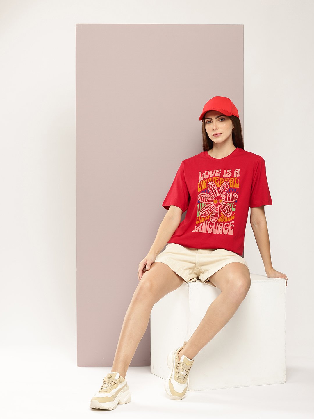 Womens Half Sleeve Round Neck Oversized Fit T-Shirts