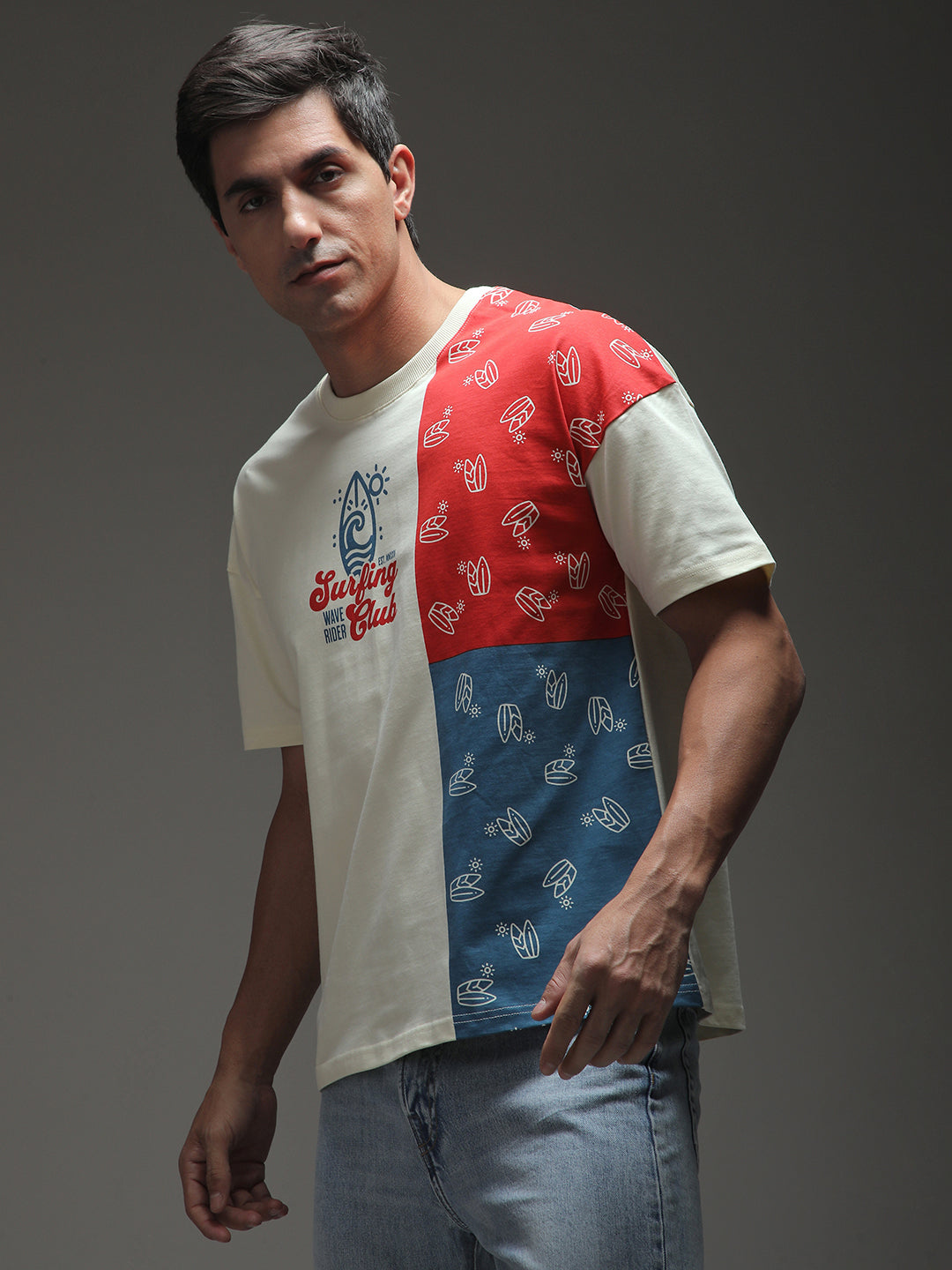 Mens Half Sleeve Drop Shoulder Printed Oversized Fit T-Shirts