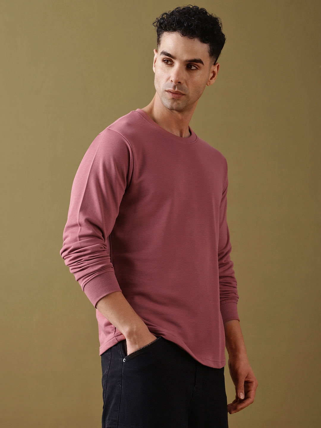 Mens Long Sleeve Round Neck Regular Fit T-Shirt