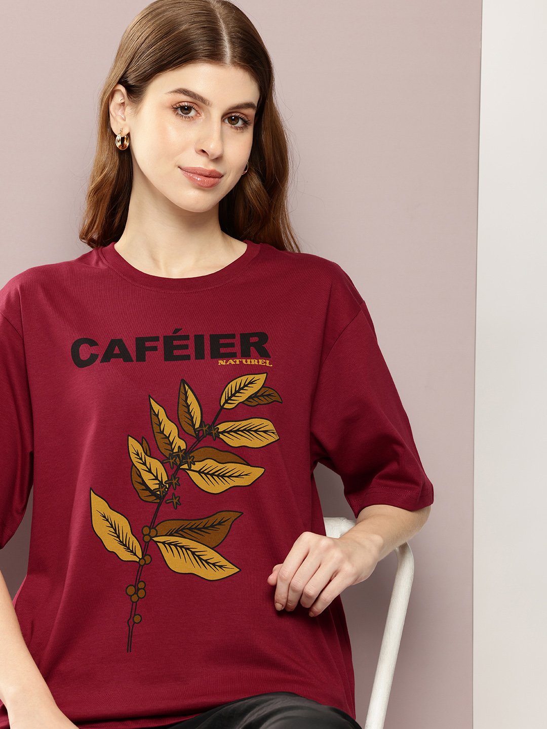 Womens Half Sleeve Round Neck Oversized Fit T-Shirts