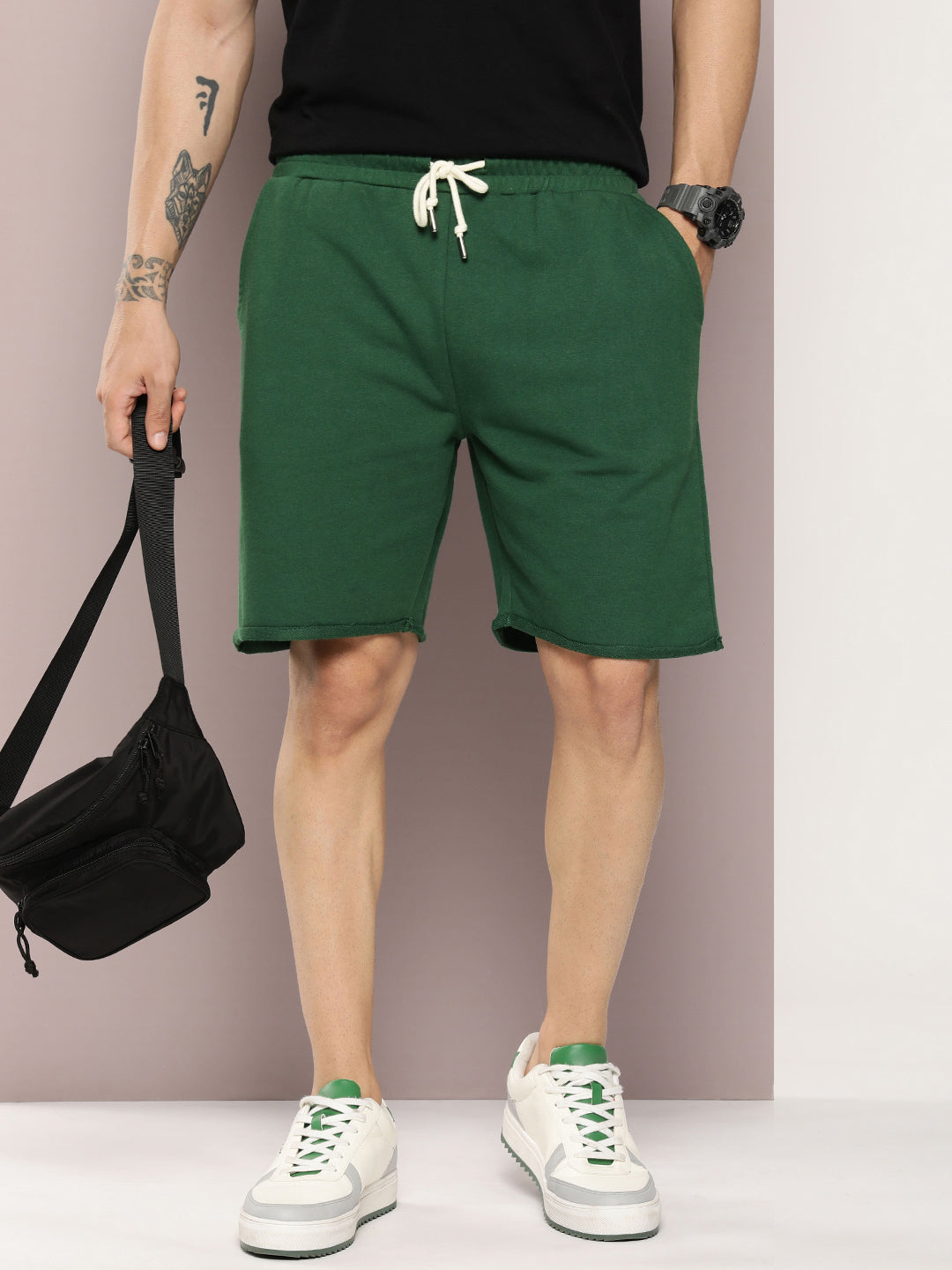 Men Solid Regular Fit Shorts