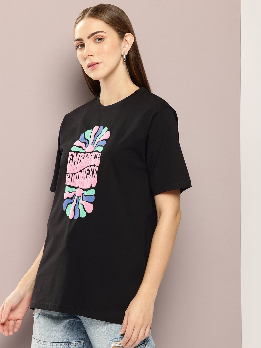 Womens Half Sleeve Round Neck Oversized Fit T-Shirts