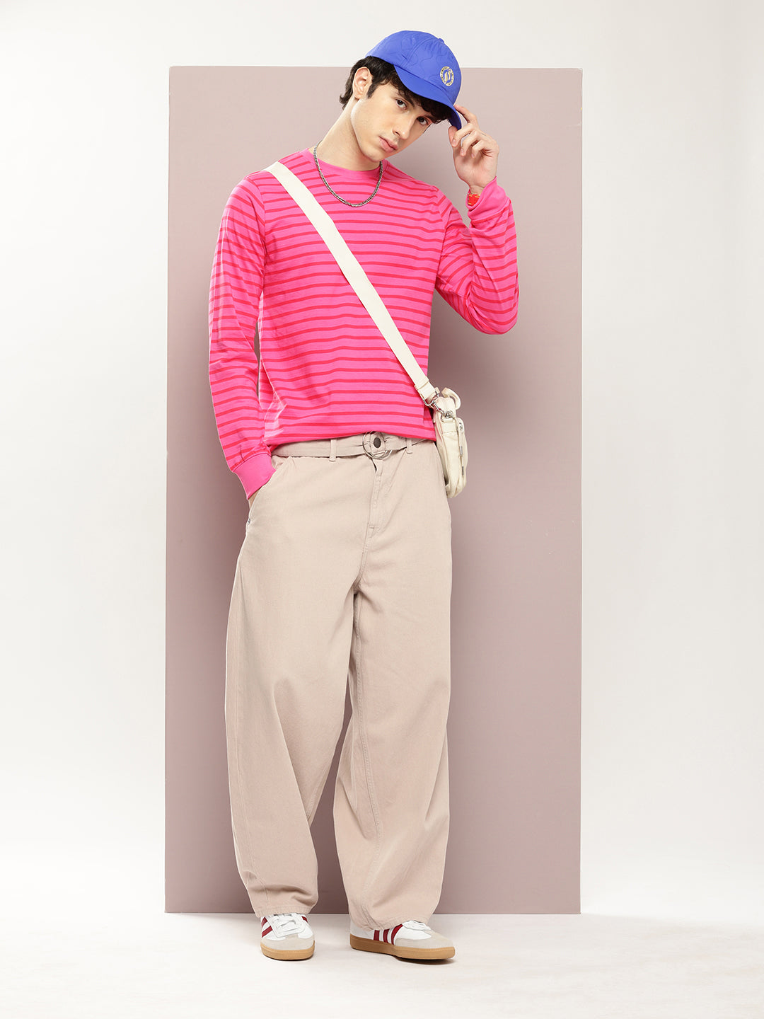 Mens Full Sleeve Round Neck Striped Regular Fit Tshirts