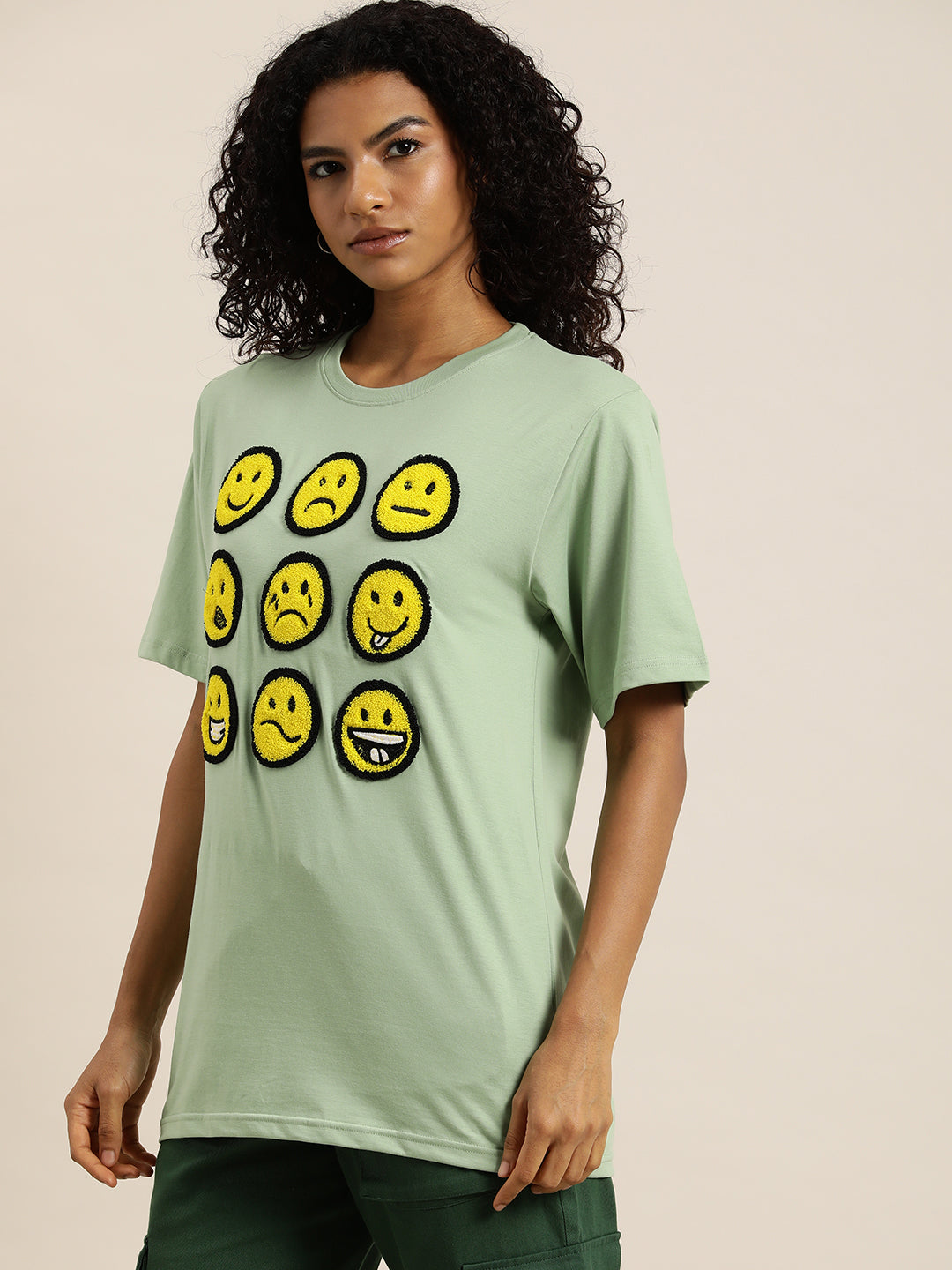 Womens Half Sleeve Round Neck Oversized Fit T-Shirts