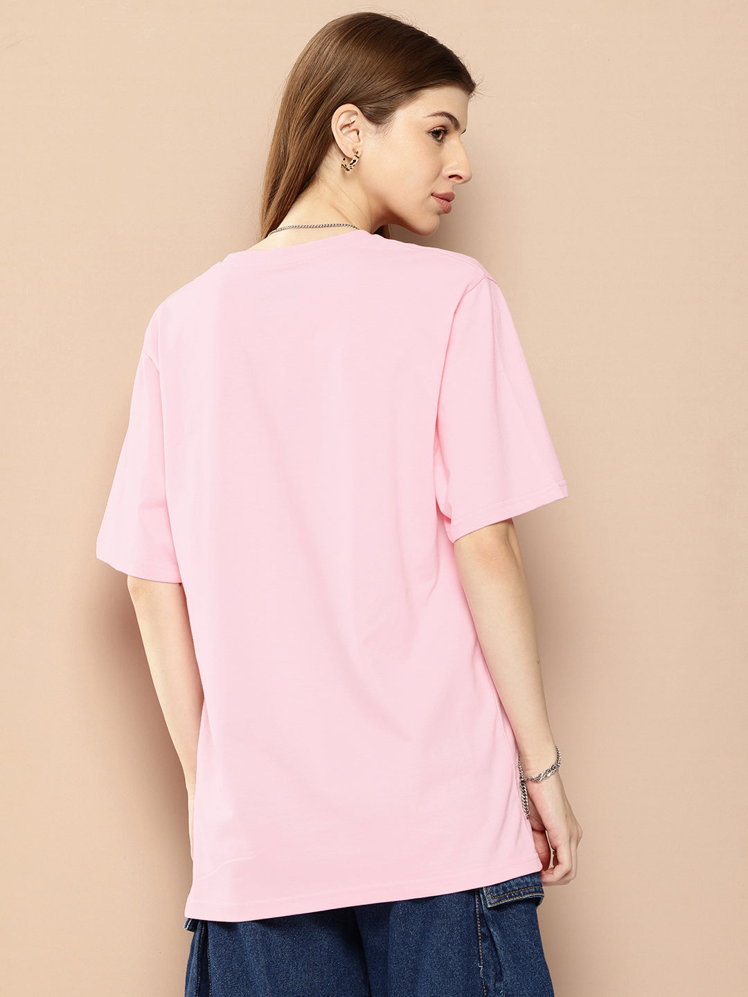 Womens Half Sleeve Round Neck Printed Oversized Fit Tshirts