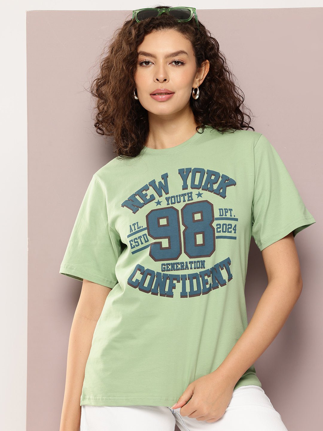 Womens Half Sleeve Round Neck Printed Oversized Fit Tshirts