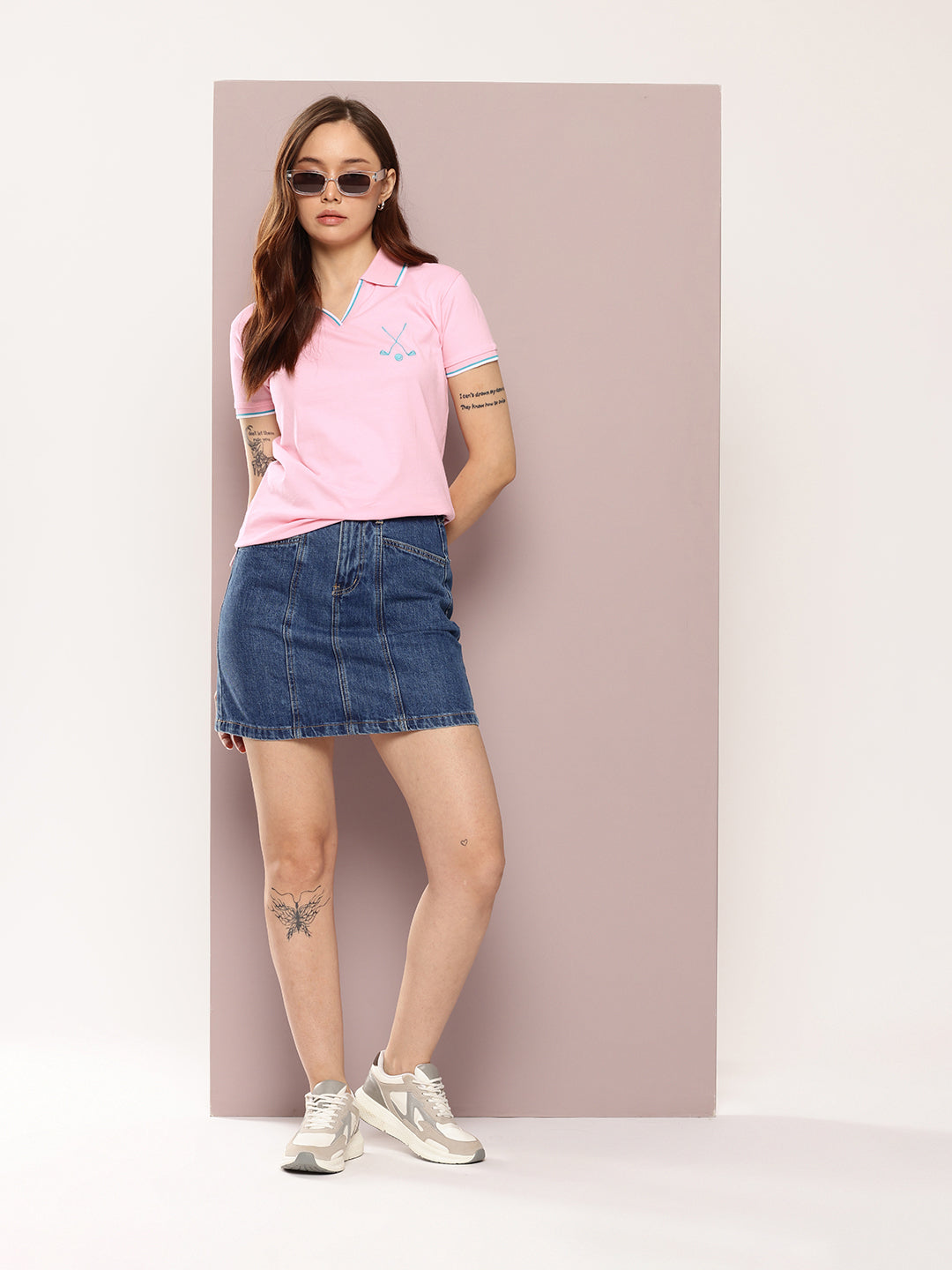 Womens Half Sleeve Polo Neck Embroidered Regular Fit Tshirts
