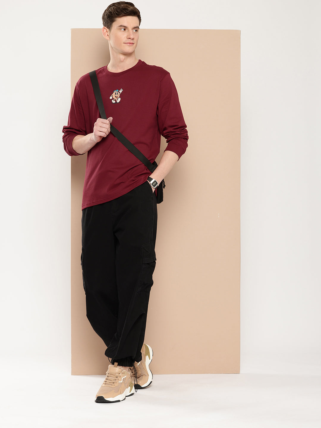 Mens Full Sleeve Round Neck Back Printed Oversized Fit Tshirts