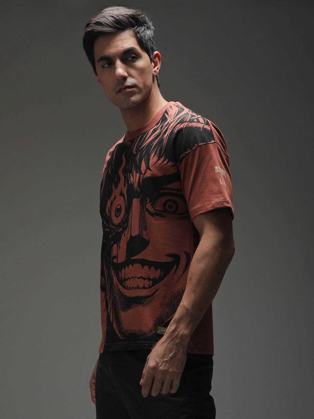 Mens Half Sleeve Drop Shoulder Printed Oversized Fit T-Shirts