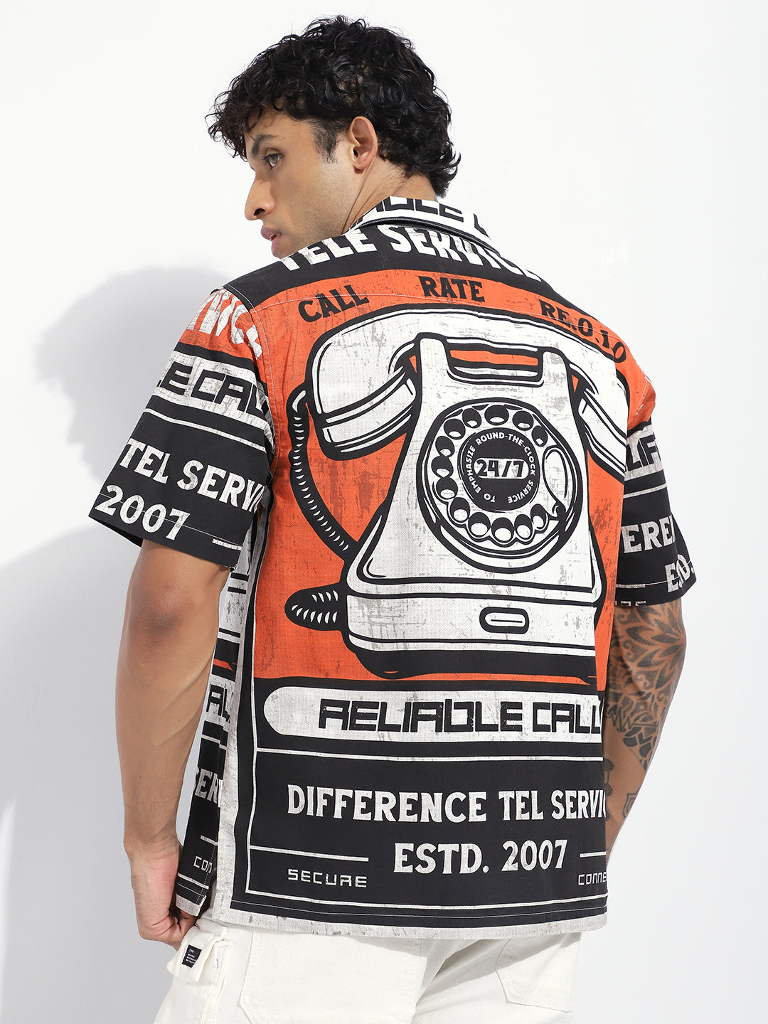 Men Boxy Regular Short Sleeve Printed White Shirt