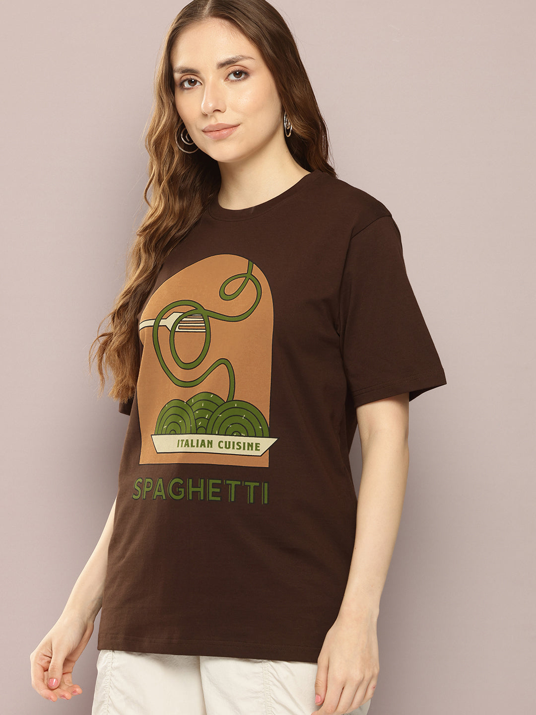 Womens Short Sleeve Round Neck Oversized Fit T-Shirt