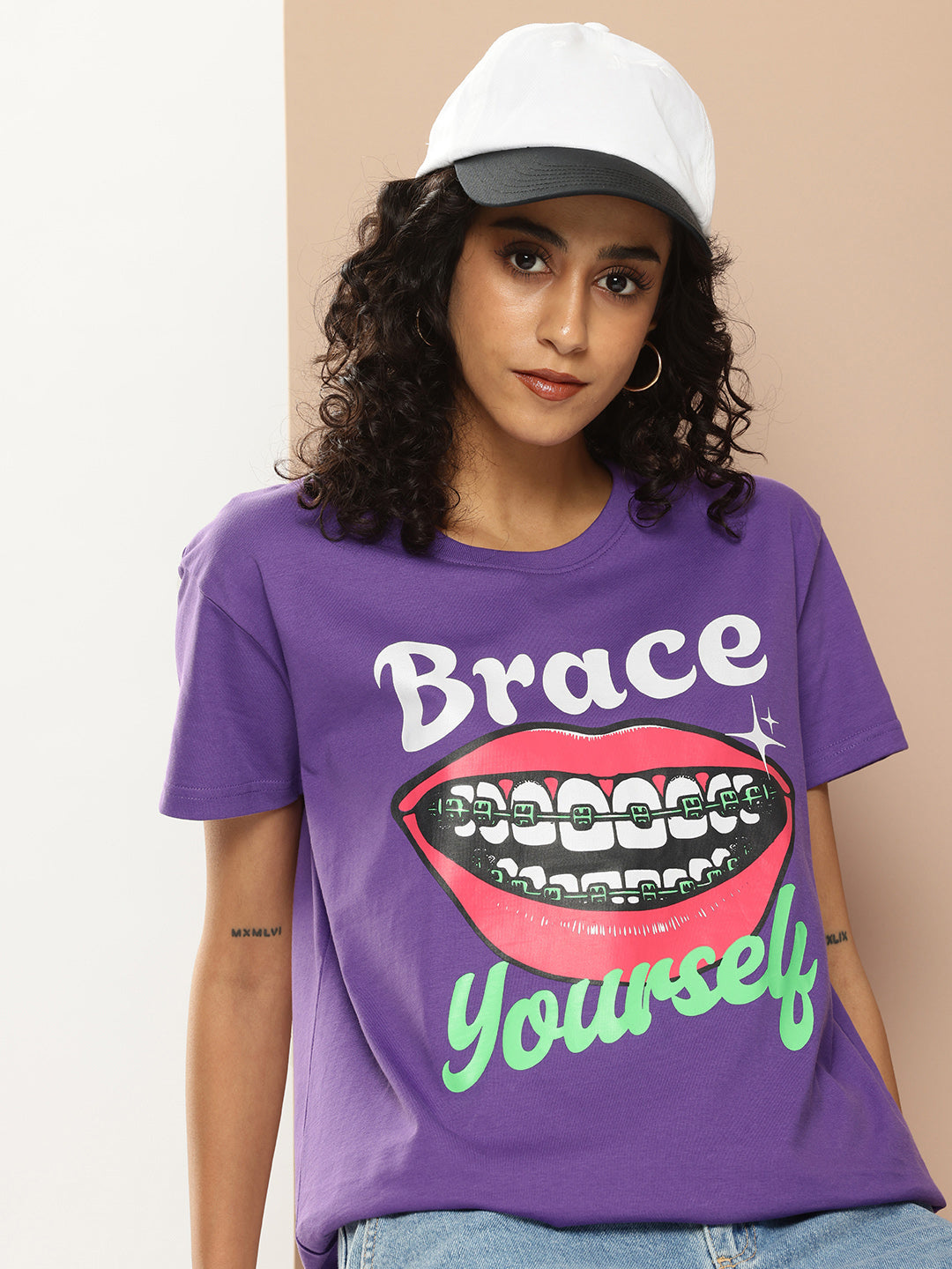 Womens Half Sleeve Round Neck Printed Boxy Fit Tshirts