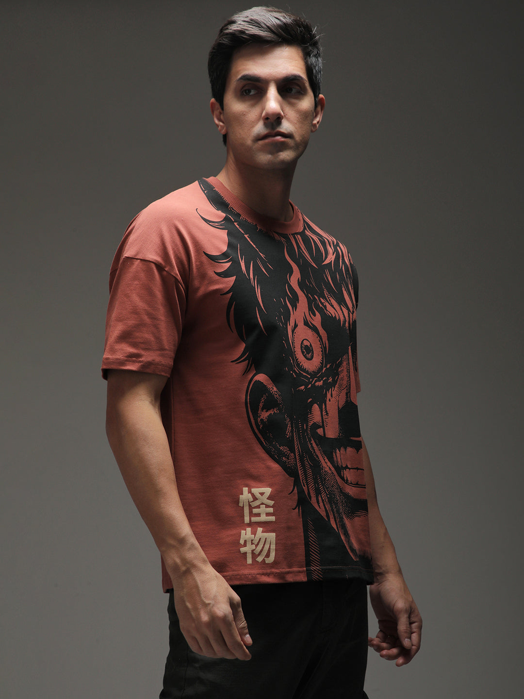 Mens Half Sleeve Drop Shoulder Printed Oversized Fit T-Shirts