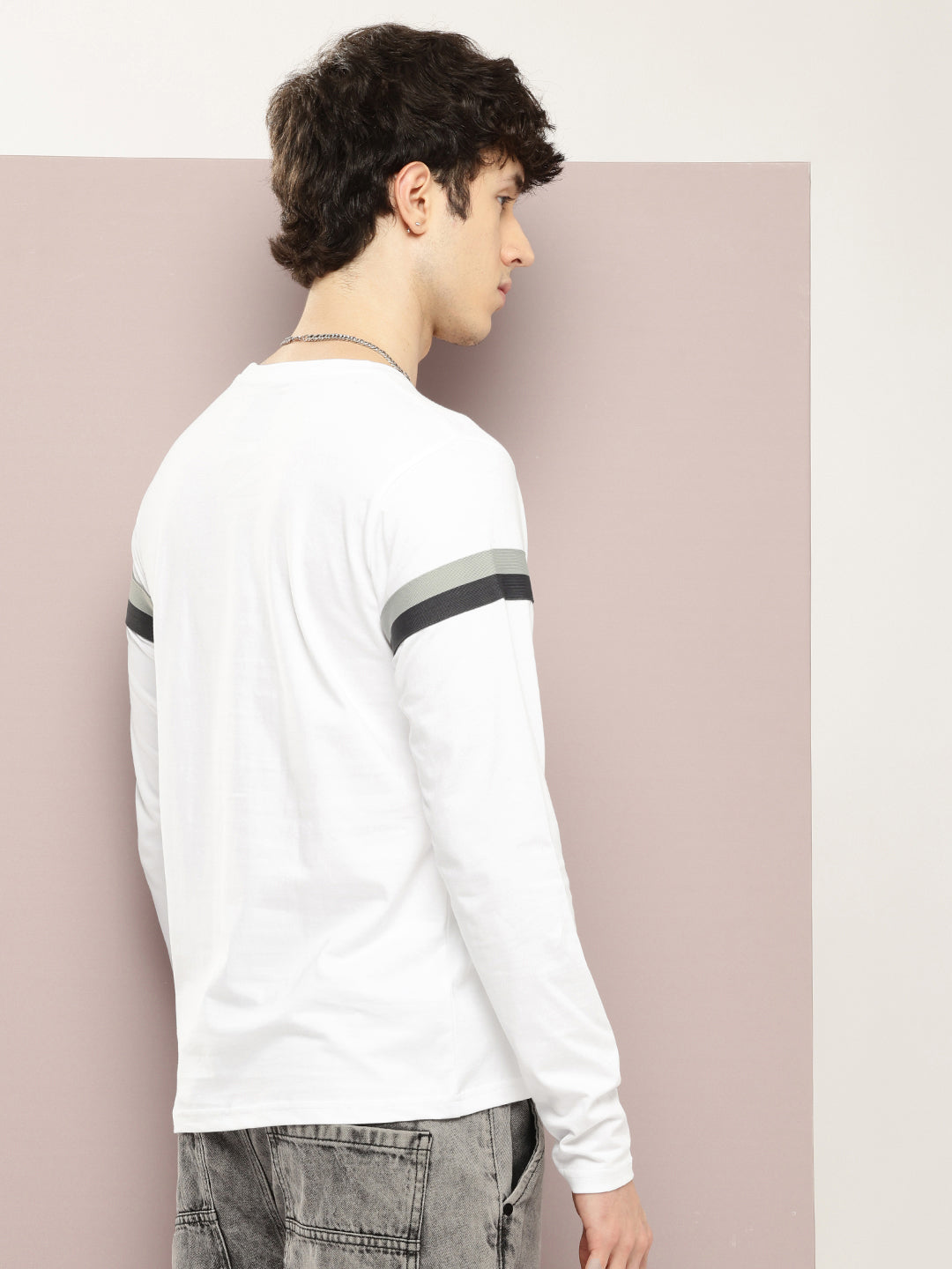 Mens Full Sleeve Round Neck Striped Regular Fit Tshirts